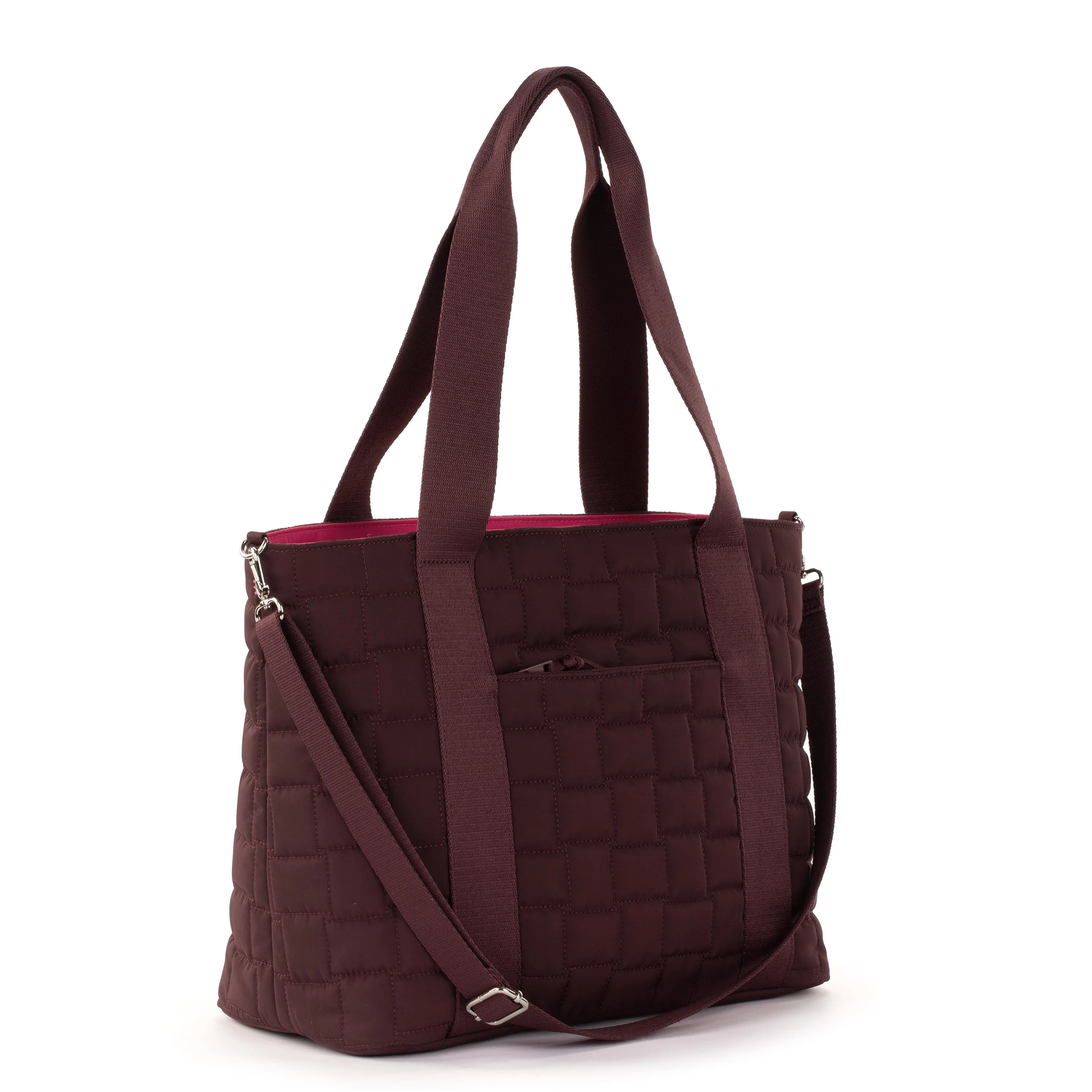 Arlo Large Tote - EcoTwill - Black Cherry Woven Quilted - Image 3