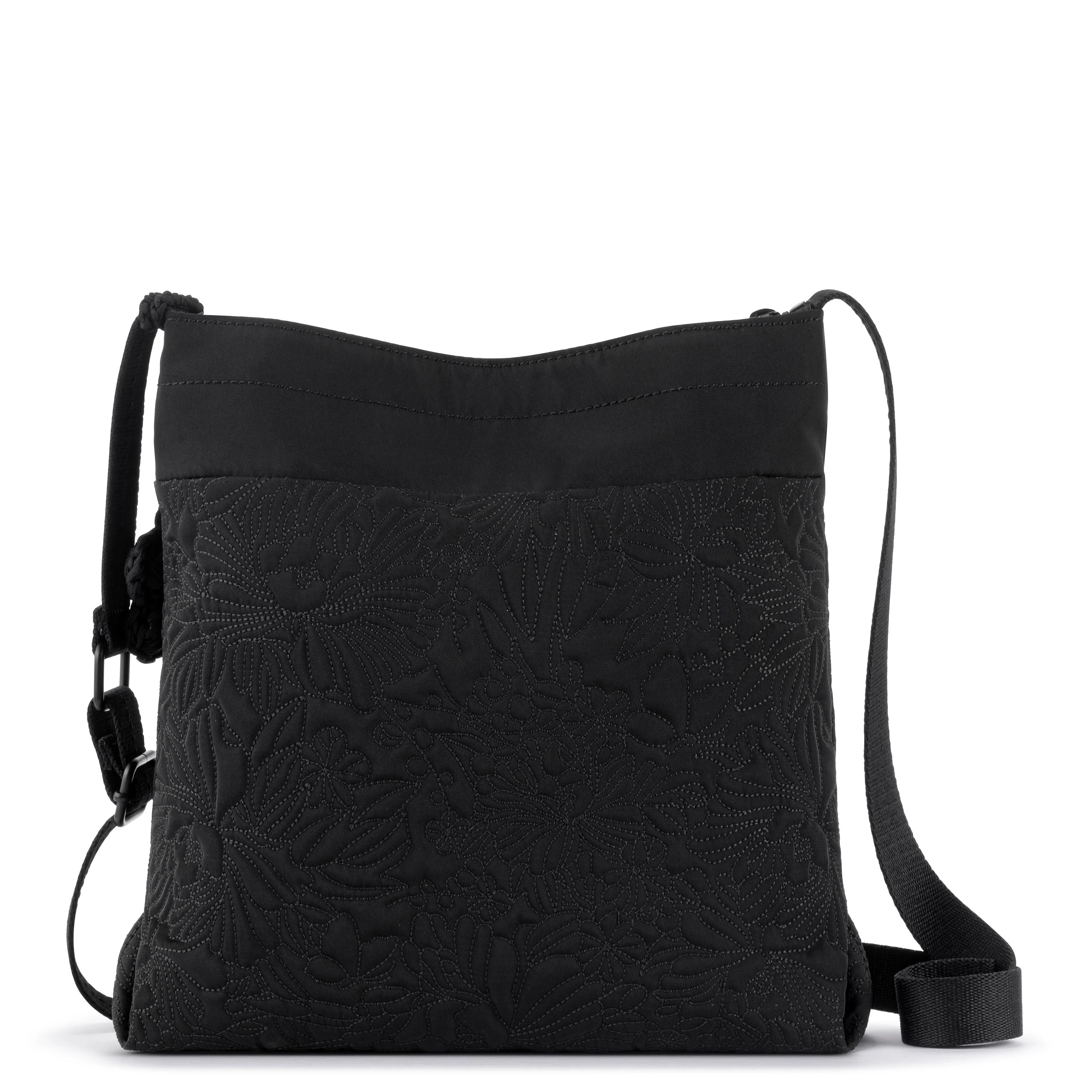 Banyan Basic Crossbody - EcoTwill - Black Flower Blossom Quilted - Image 5