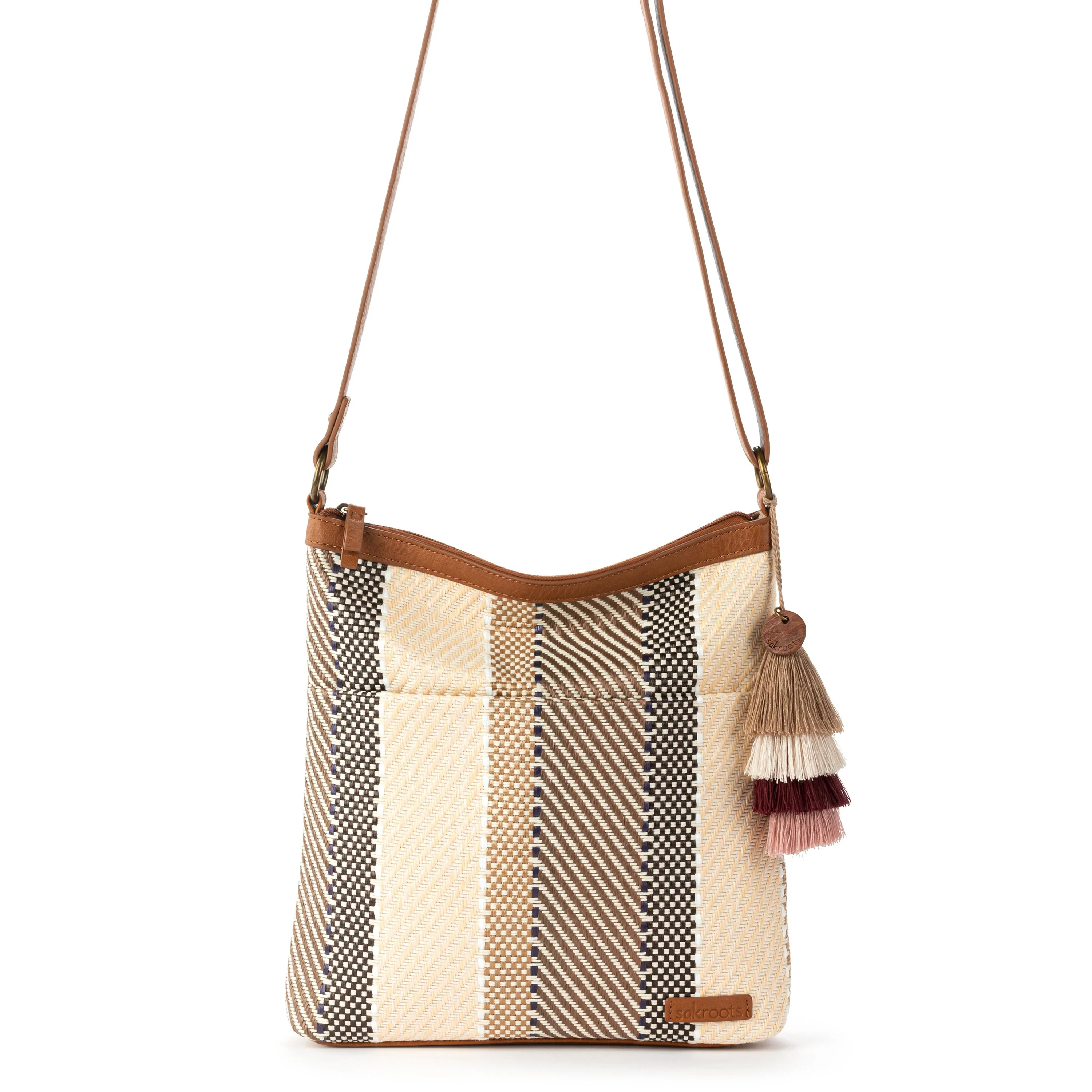 Banyan Basic Crossbody - Straw - Tobacco Batik Woven - Image 2