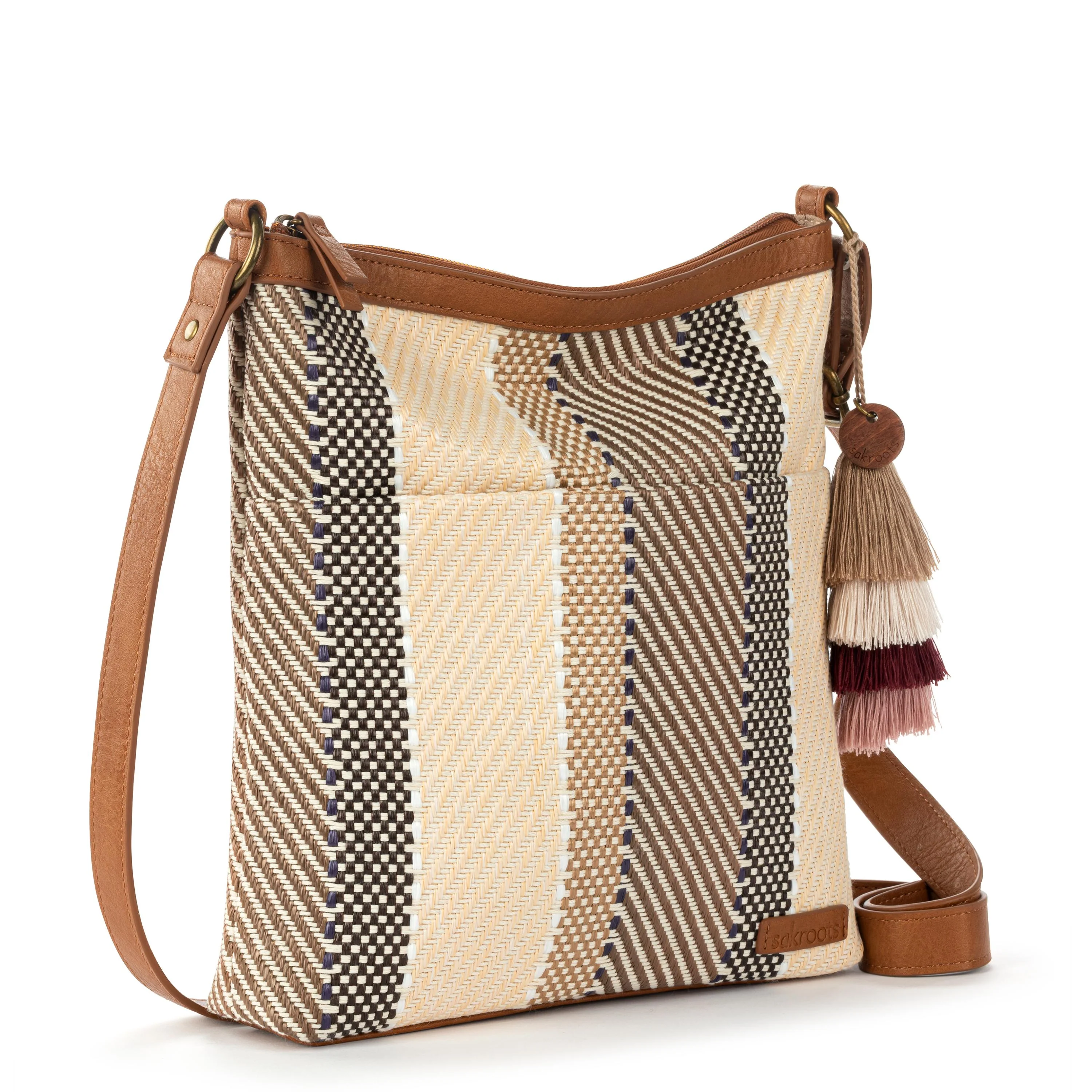 Banyan Basic Crossbody - Straw - Tobacco Batik Woven - Image 3