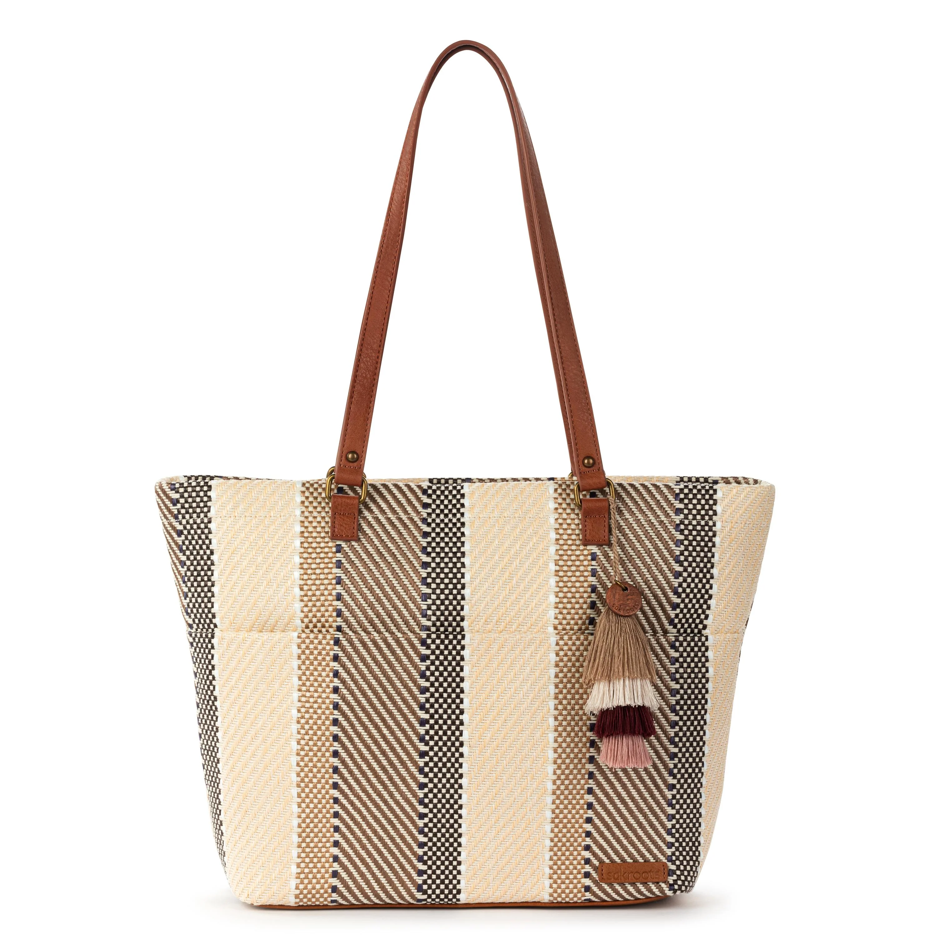 Banyan Shoulder Tote - Straw - Tobacco Batik Woven