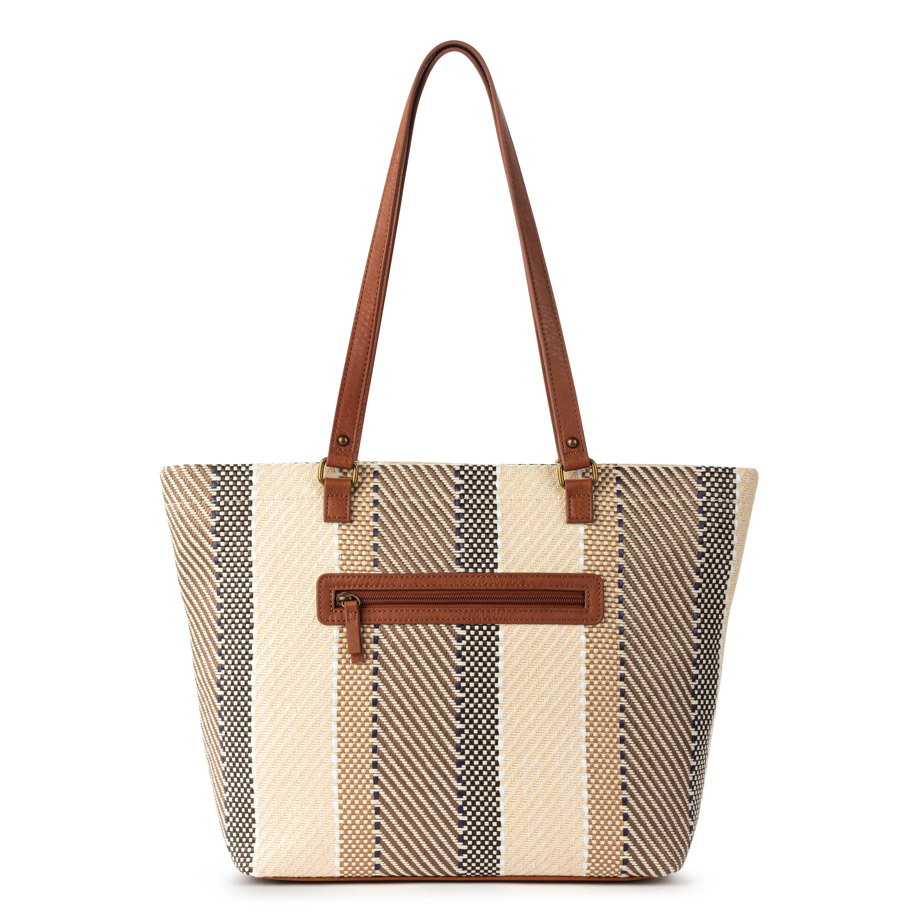 Banyan Shoulder Tote - Straw - Tobacco Batik Woven - Image 4