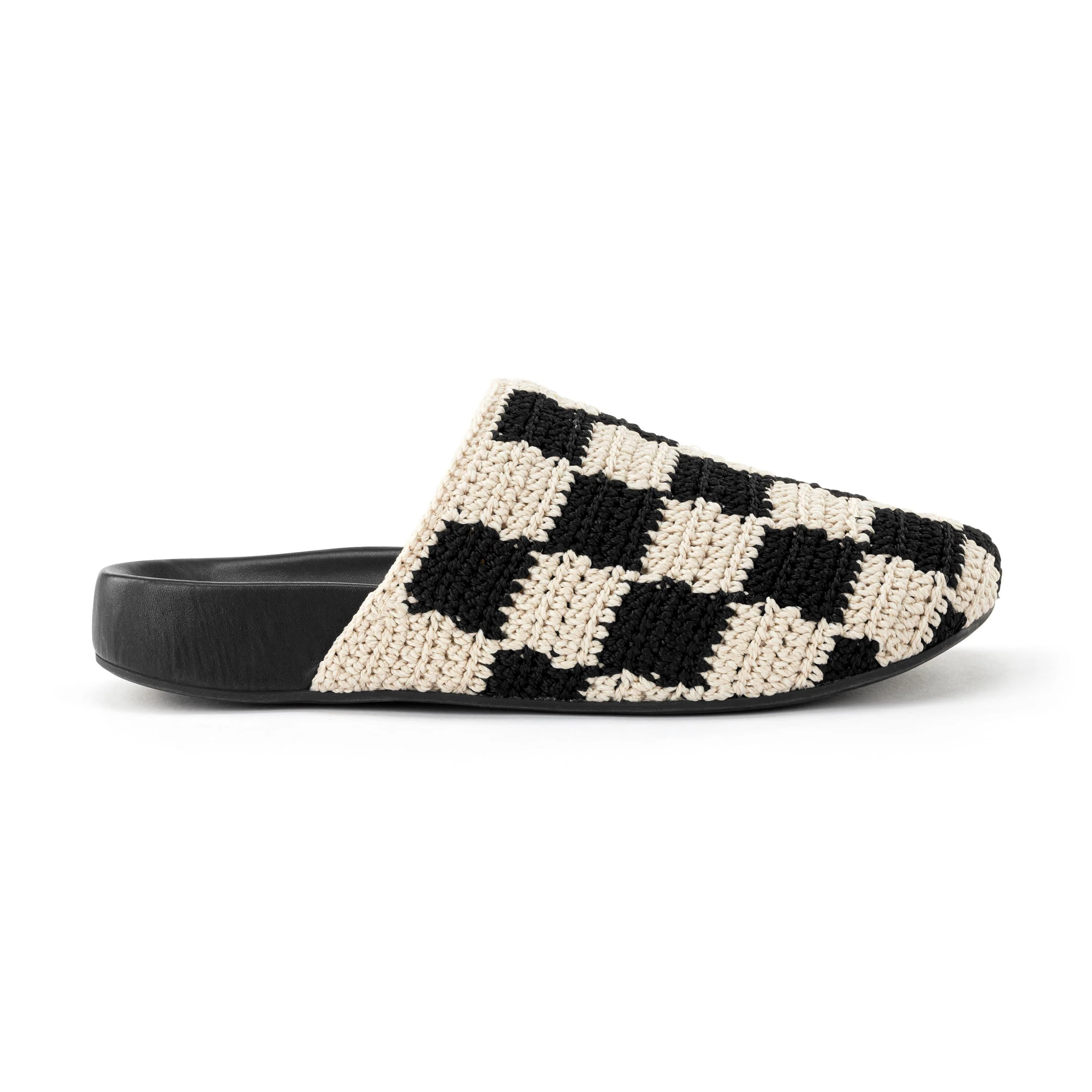 Bolinas Clog - Hand Crochet - Black Check - Image 4