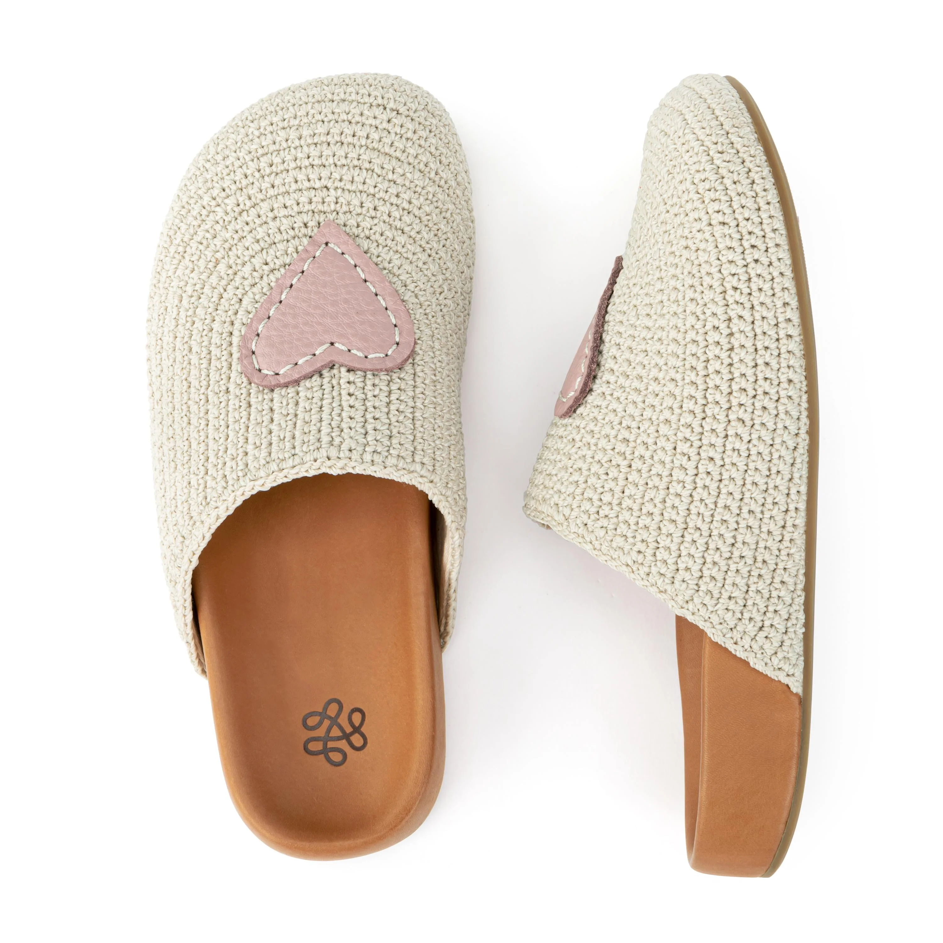 Bolinas Clog - Hand Crochet - Ecru Rosewood Heart - Image 4