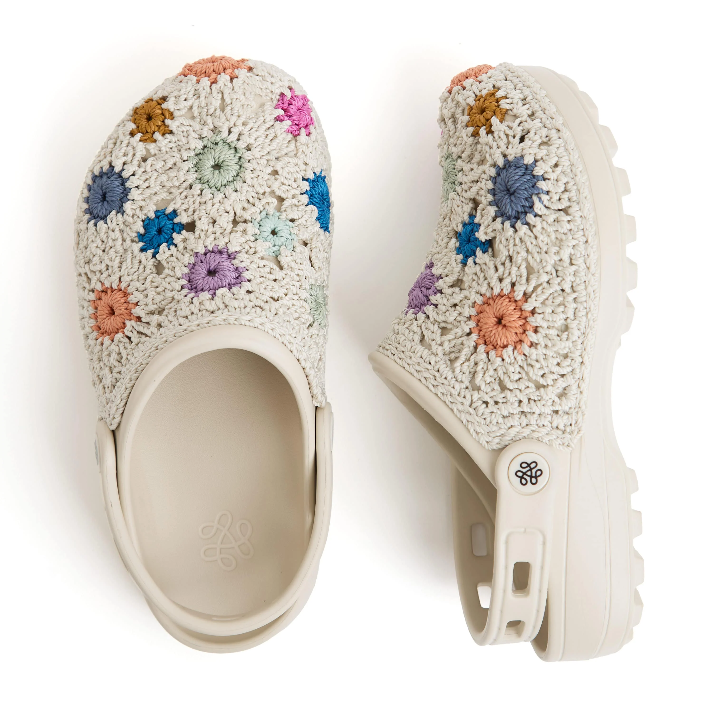 Bolo Clog - Hand Crochet - Natural Multi Flowers - Image 5