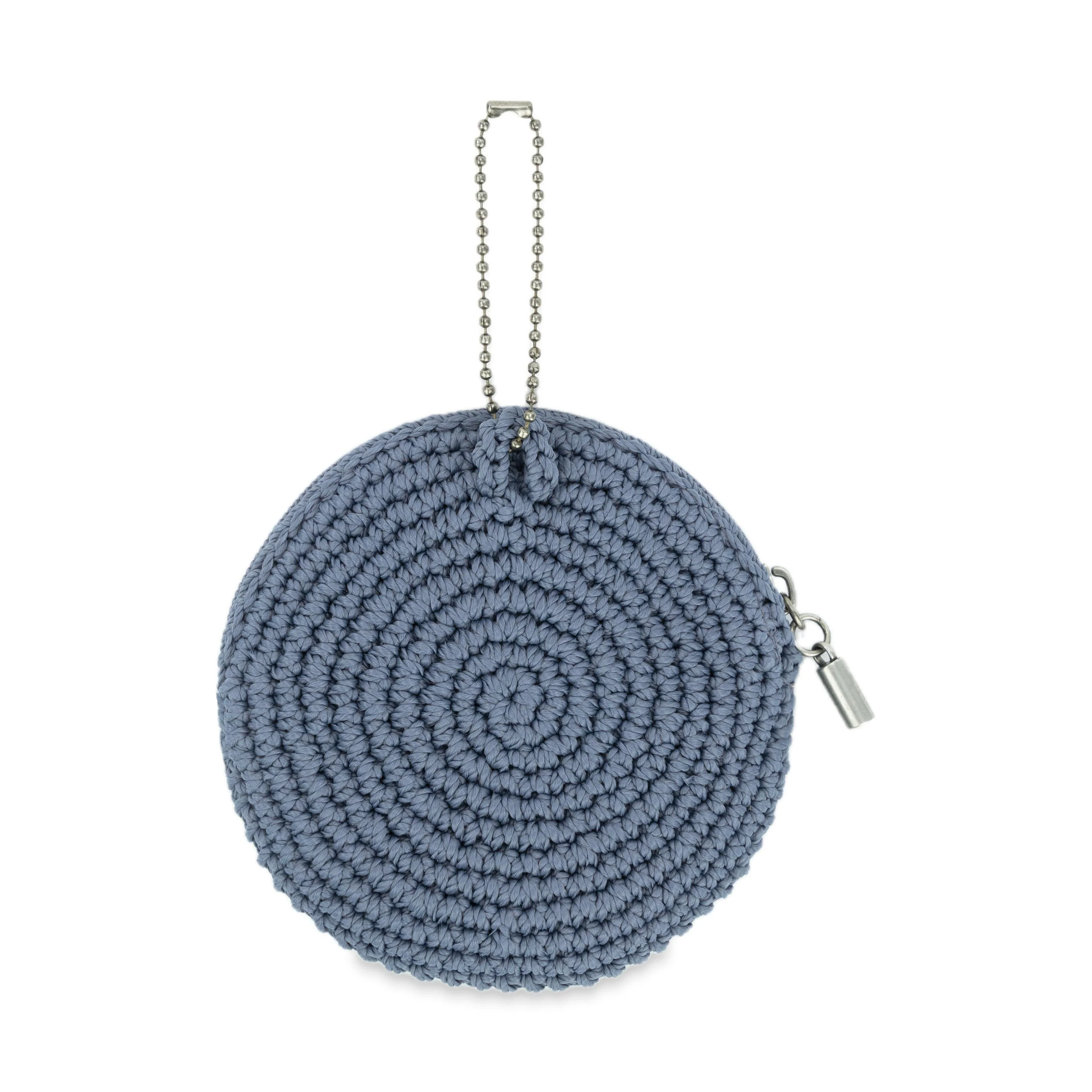 Circle Coin Pouch - Hand Crochet - Maritime Indigo Suede Heart - Image 3