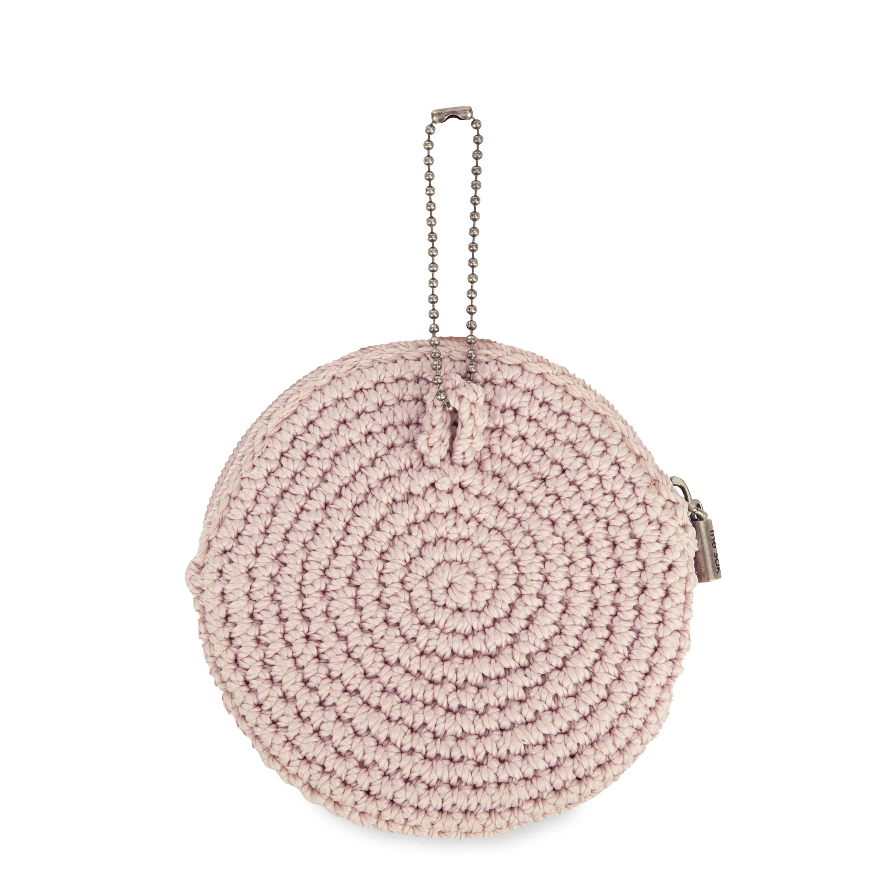 Circle Coin Pouch - Hand Crochet - Pink Sand Flower - Image 3