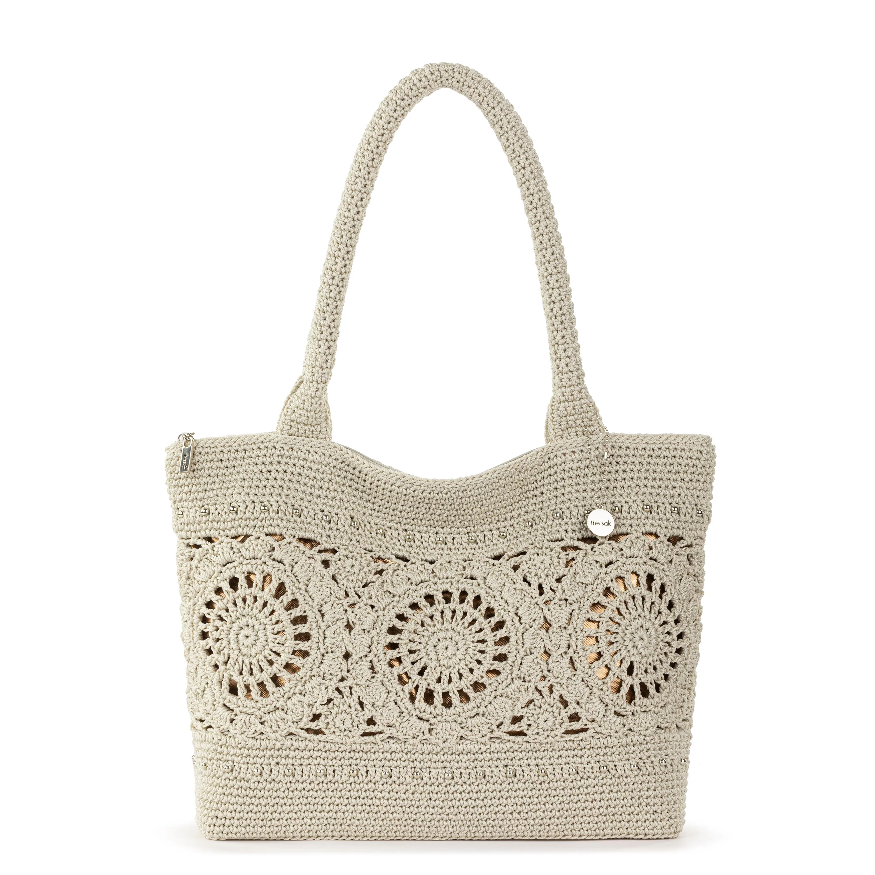 Crafted Classic Carryall - Hand Crochet - Natural Medallion