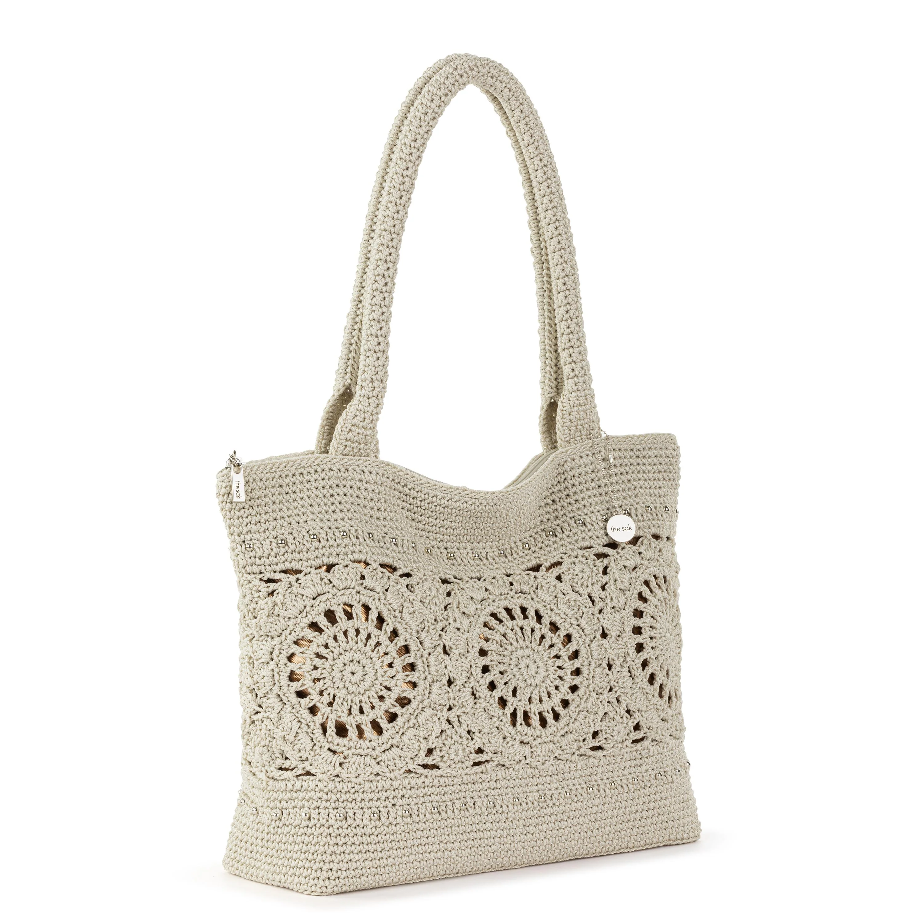 Crafted Classic Carryall - Hand Crochet - Natural Medallion - Image 3