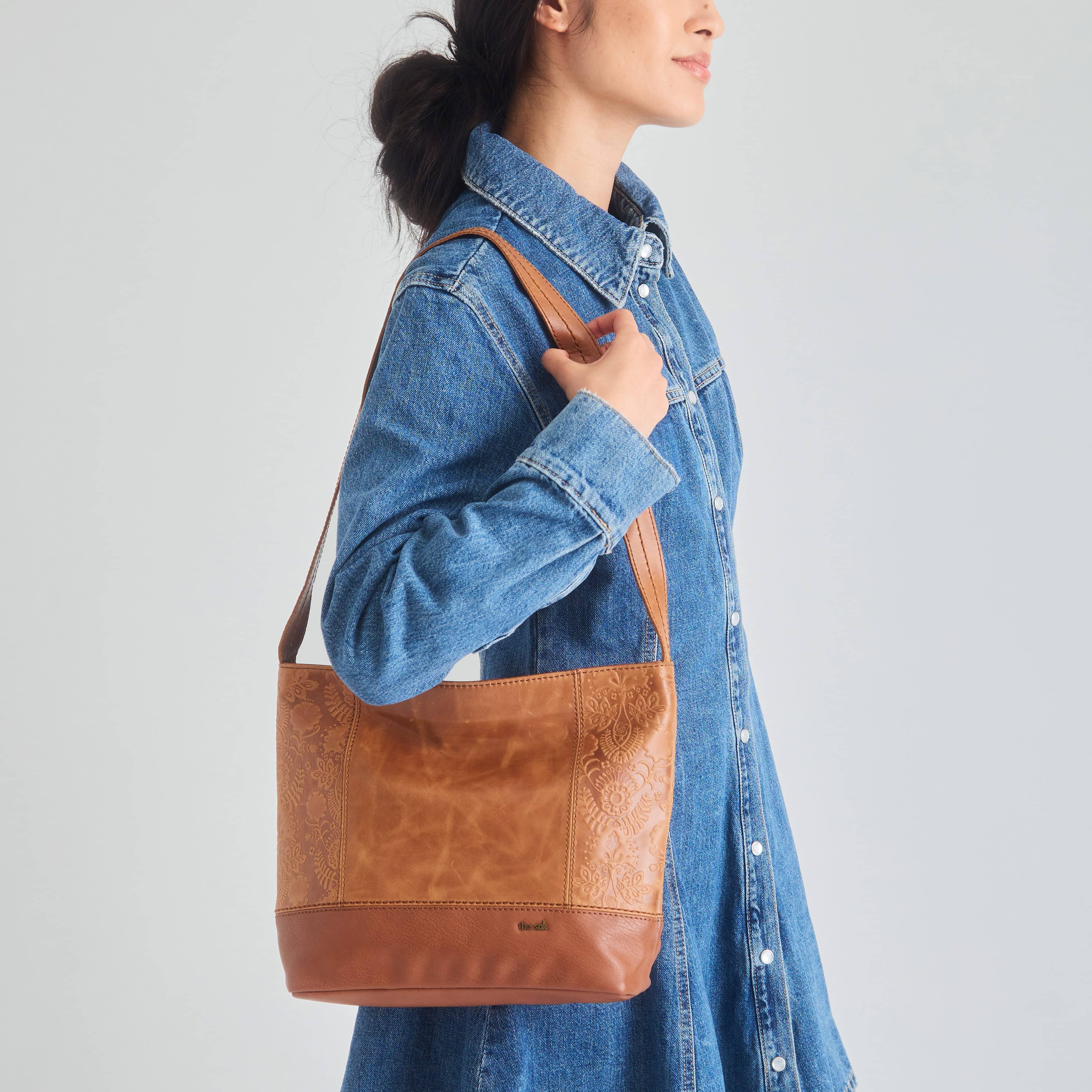 De Young Hobo - Leather - Tobacco Floral Embossed - Image 2