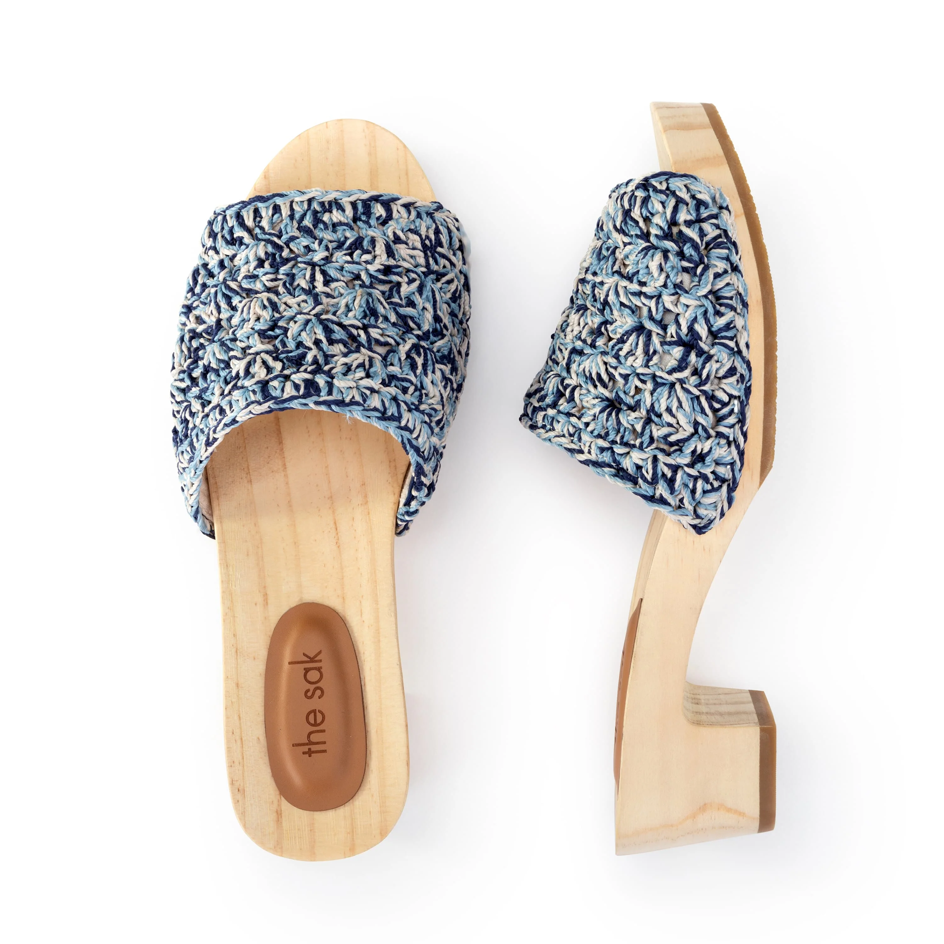 Ella Clog Sandal - Hand Crochet - Blue Static Shell - Image 4