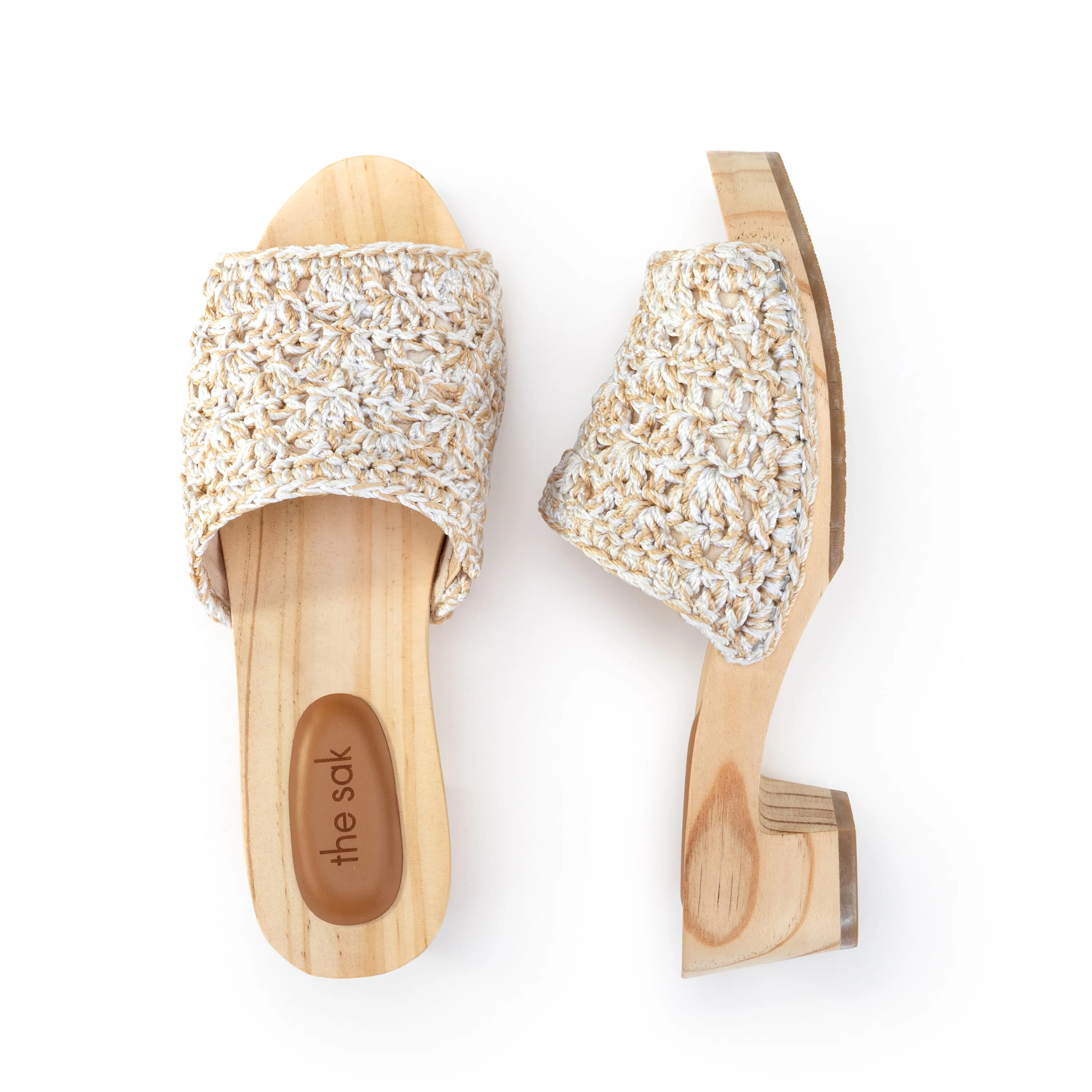 Ella Clog Sandal - Hand Crochet - Natural Static Shell - Image 4
