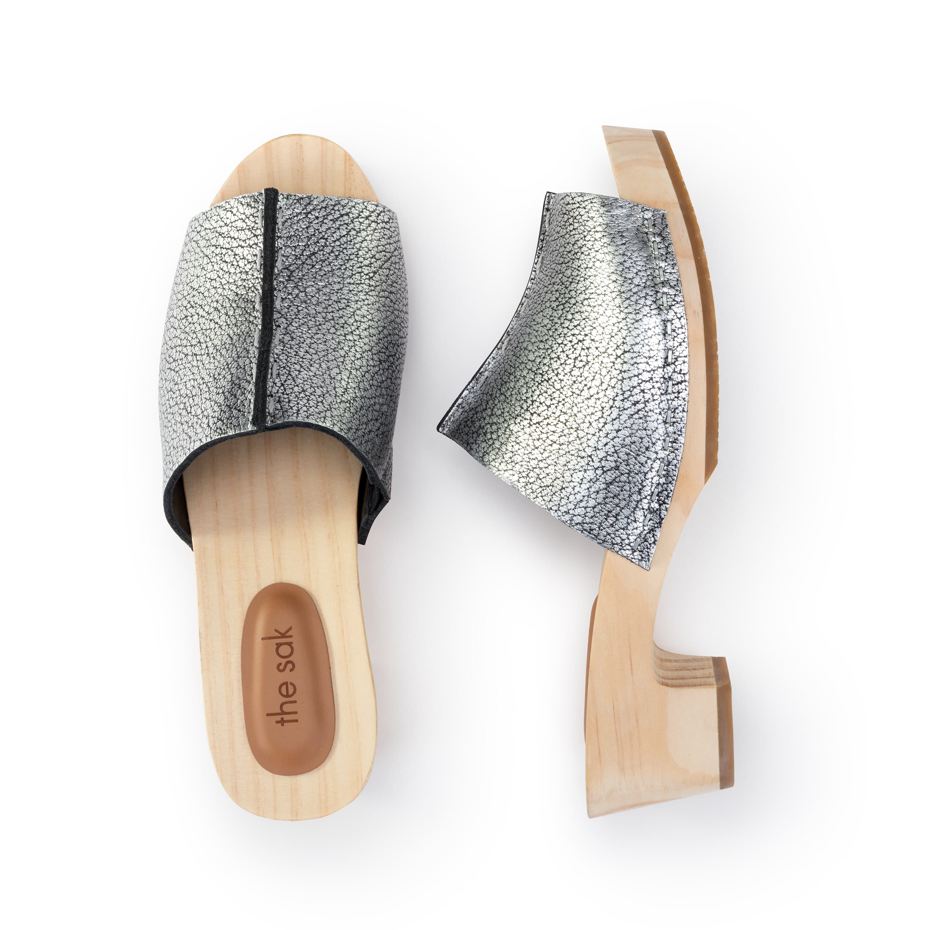 Ella Clog Sandal - Leather - Dark Silver - Image 4