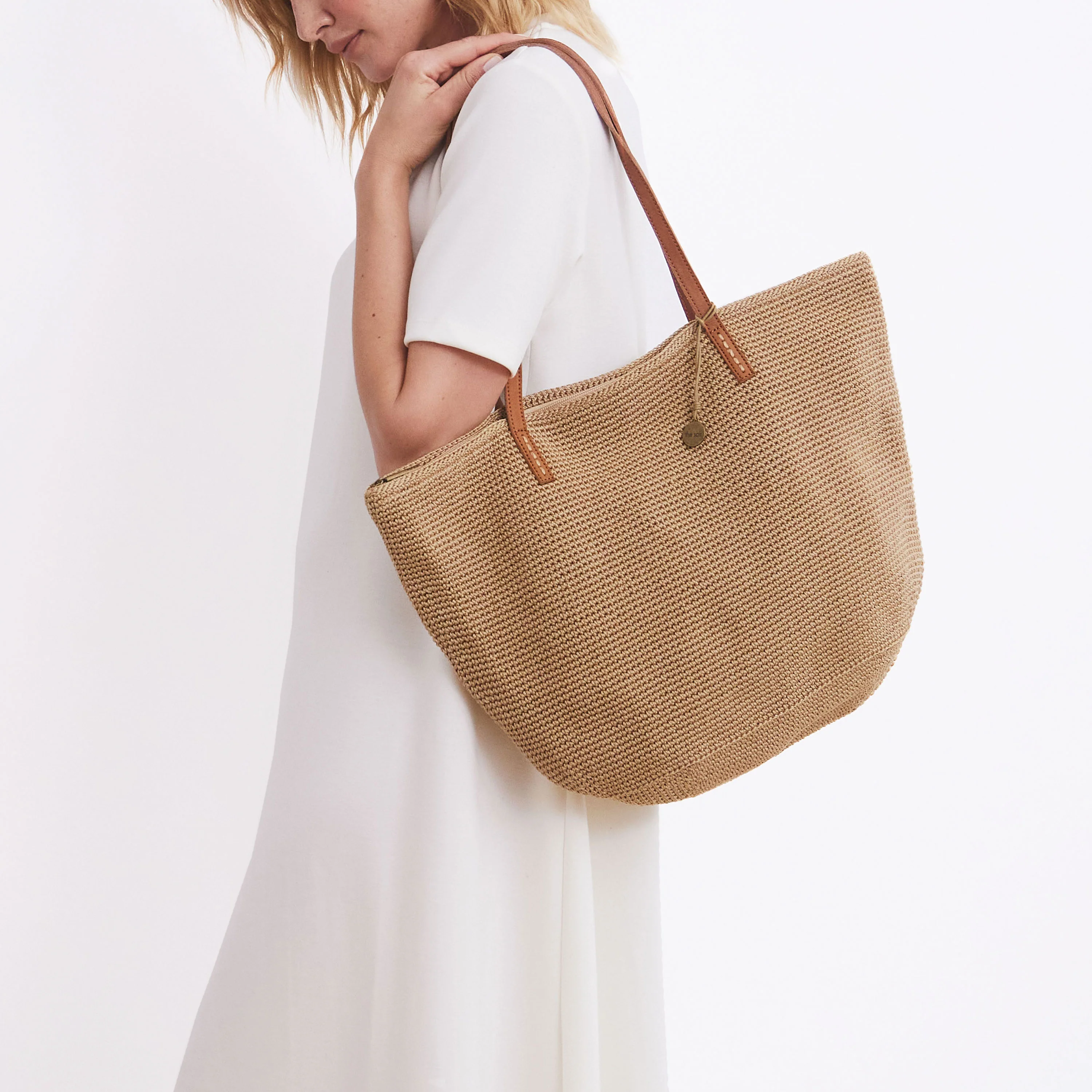 Faye Large Tote - Hand Crochet - Bamboo Static - Image 6