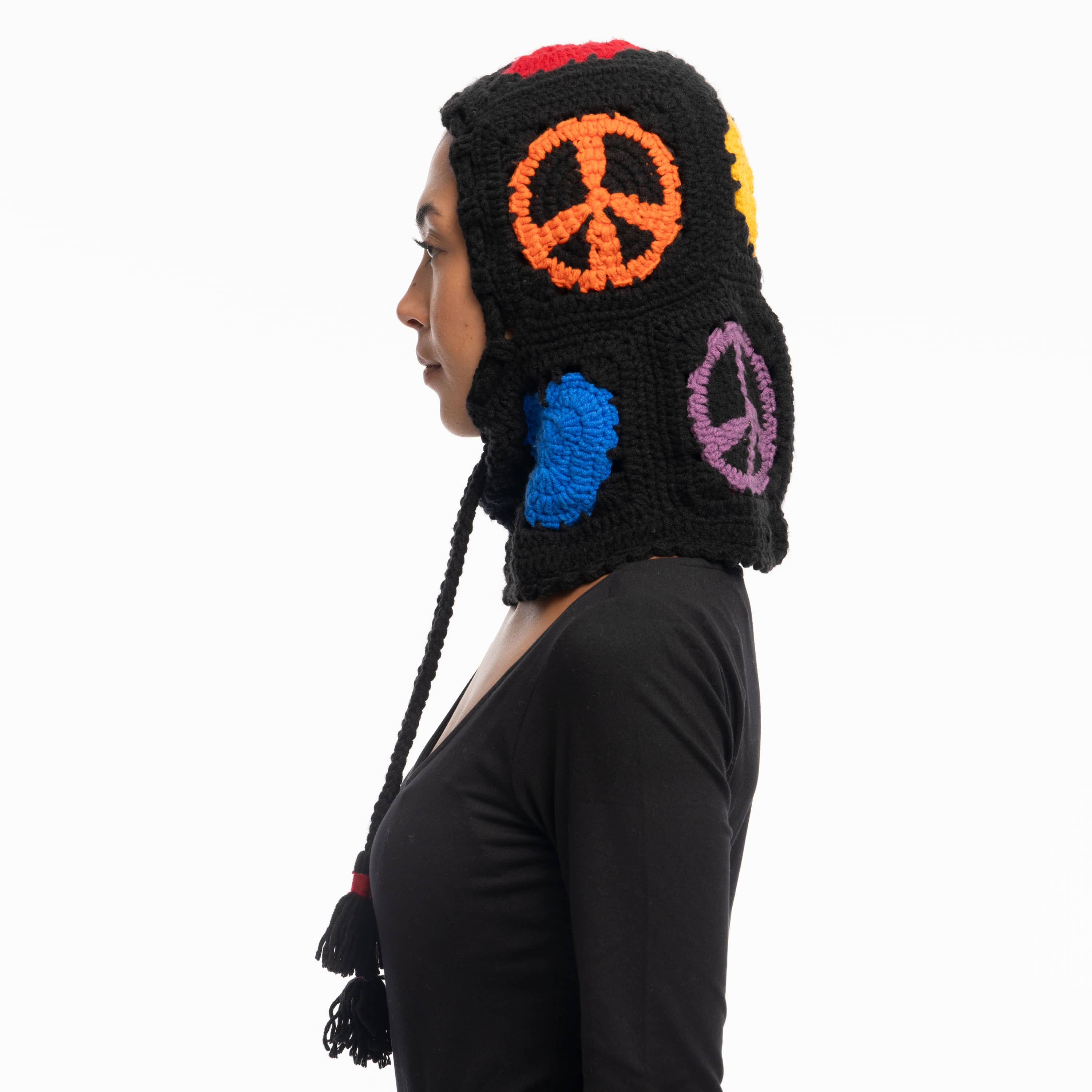 Haven Balaclava Gloves Set - Hand Crochet - Black Peace And Love - Image 2