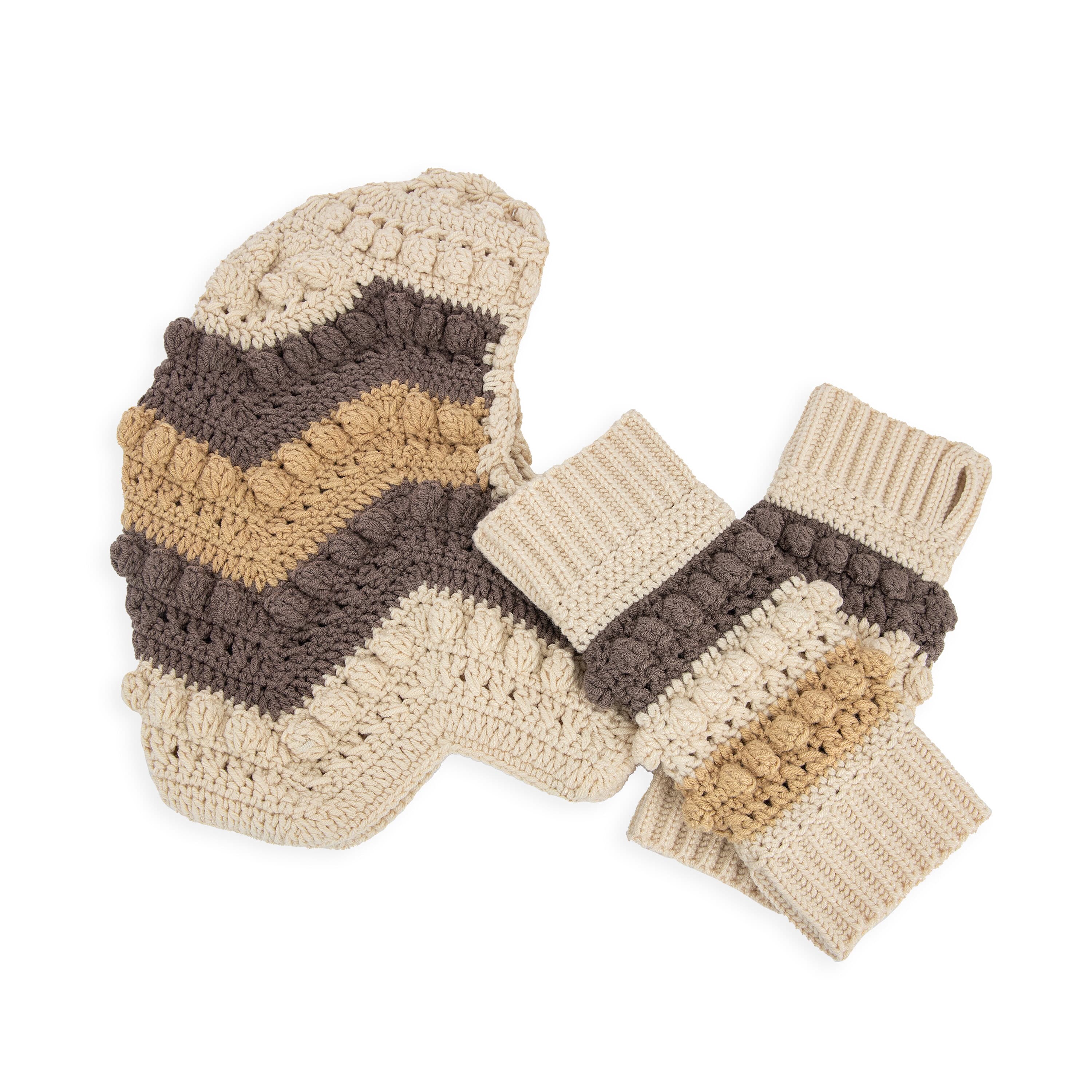Haven Balaclava Gloves Set - Hand Crochet - Neutral Multi