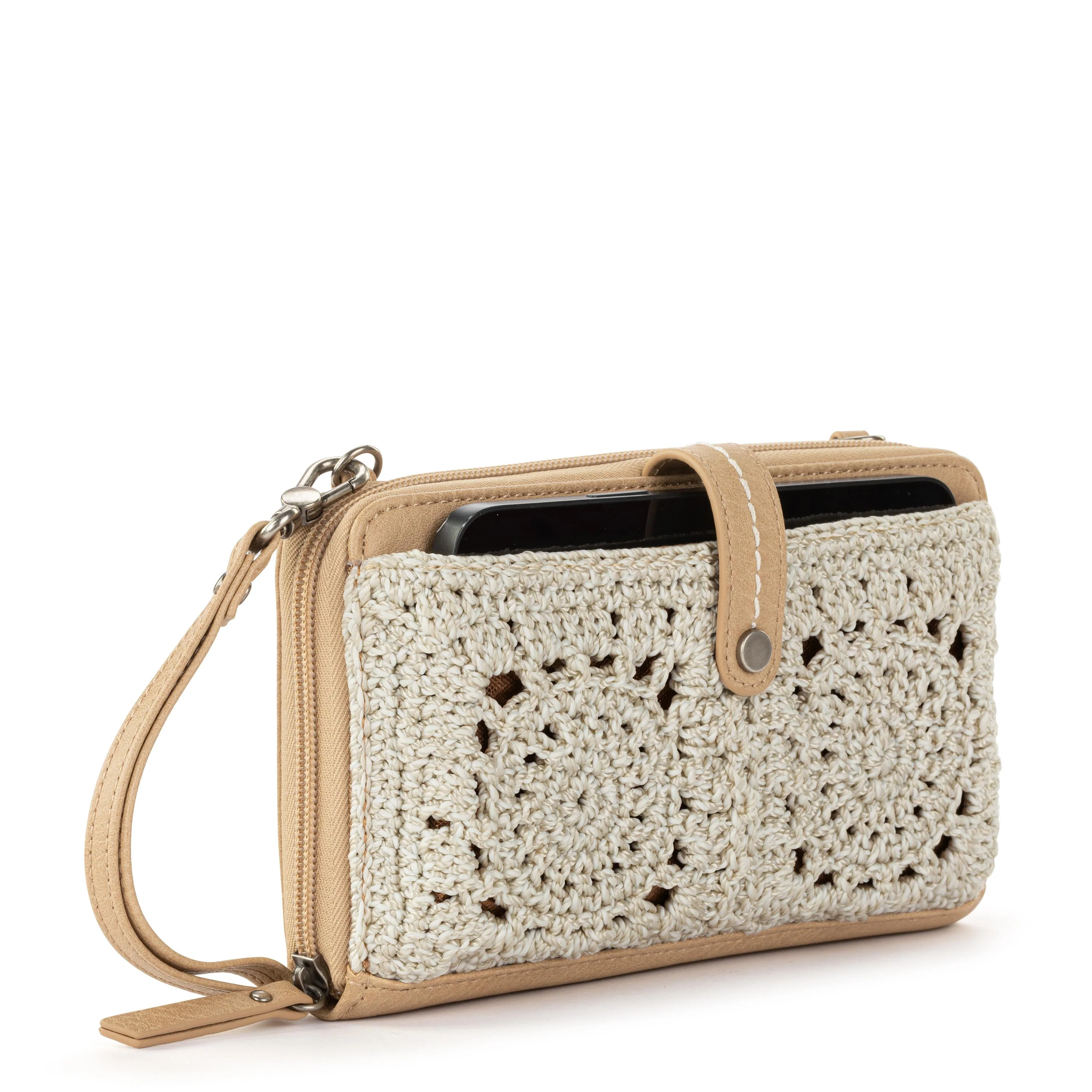 Iris Smartphone Wallet - Hand Crochet - Natural Medallion - Image 4