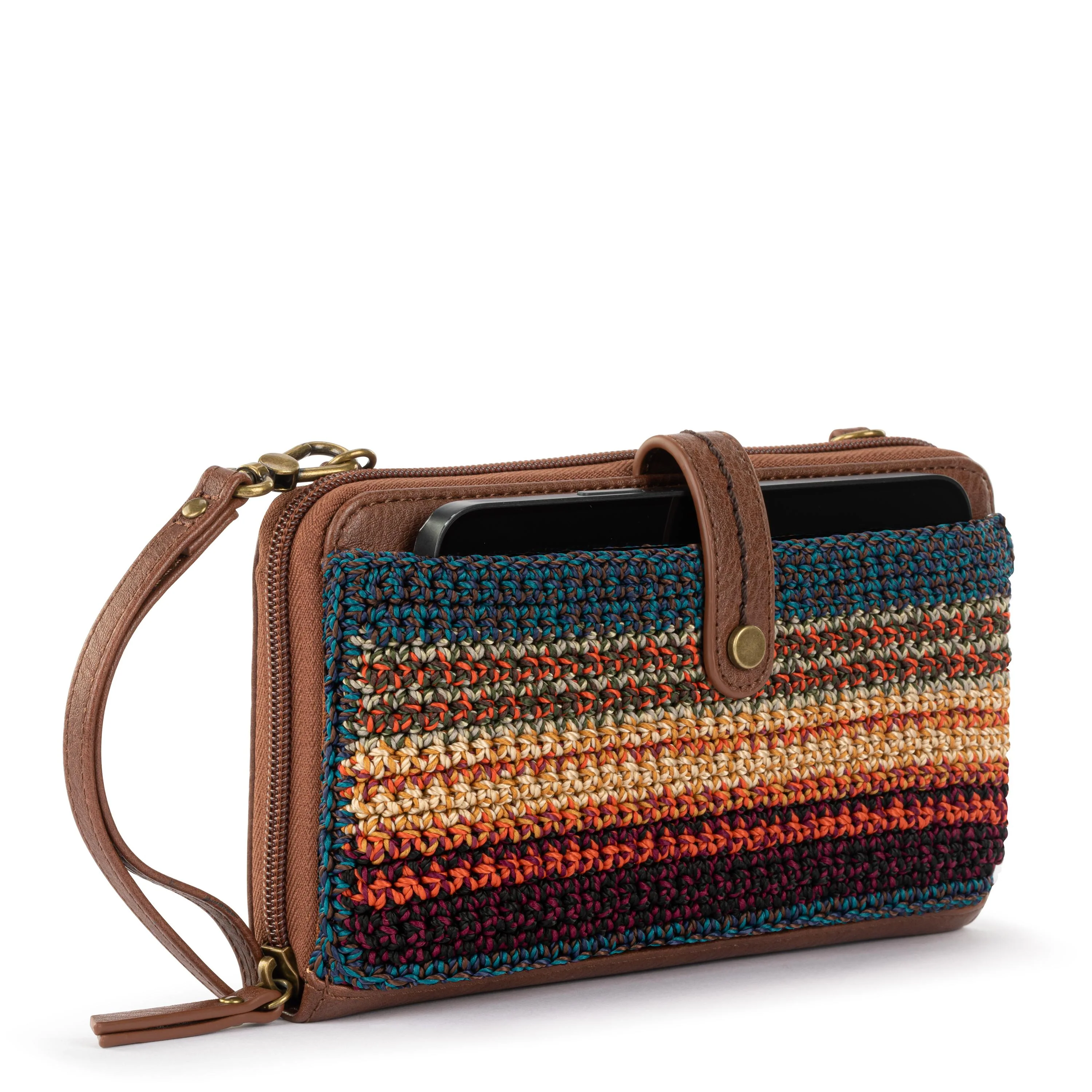 Iris Smartphone Wallet - Hand Crochet - Woodland Stripe - Image 3