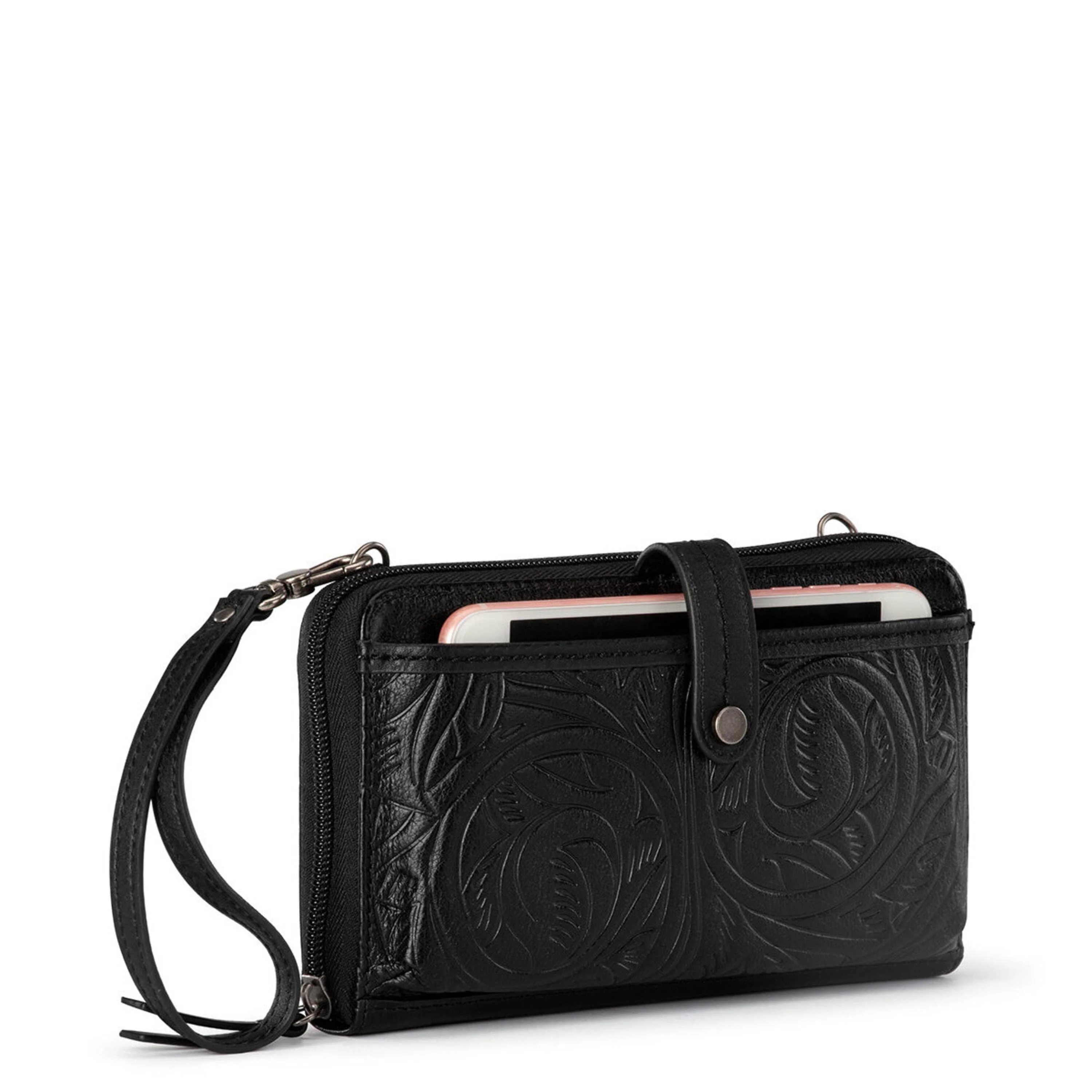 Iris Smartphone Wallet - Leather - Black Leaf Embossed - Image 4