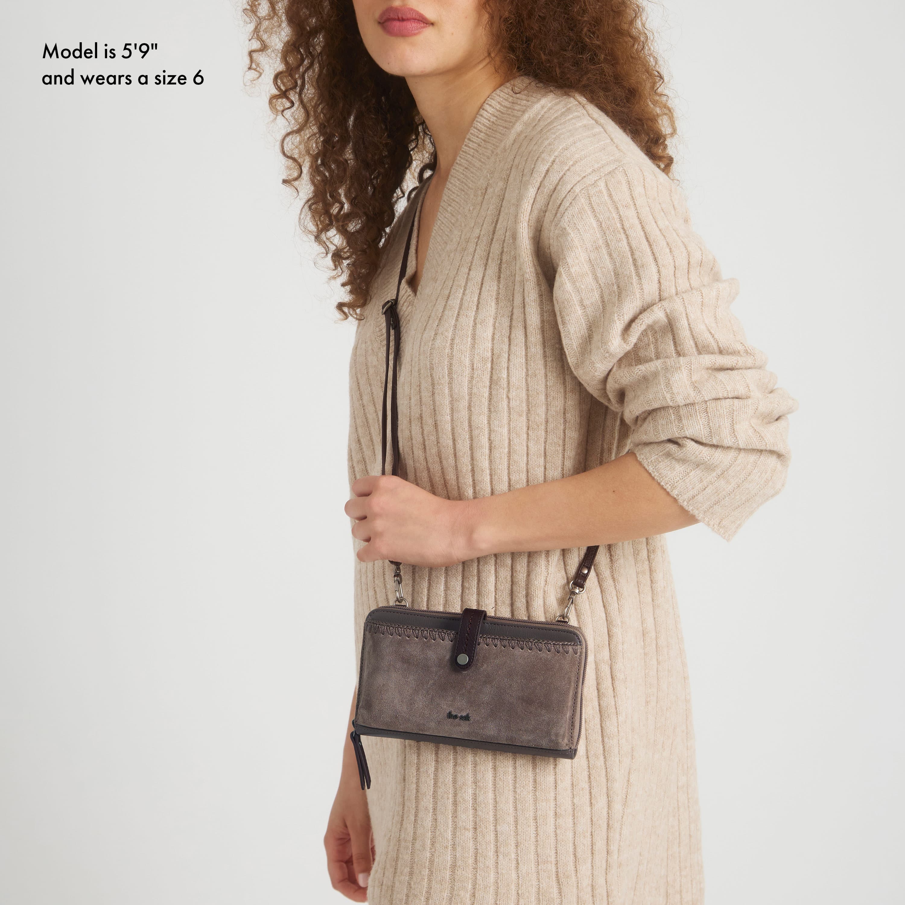 Iris Smartphone Wallet - Leather - Mushroom Suede - Image 7