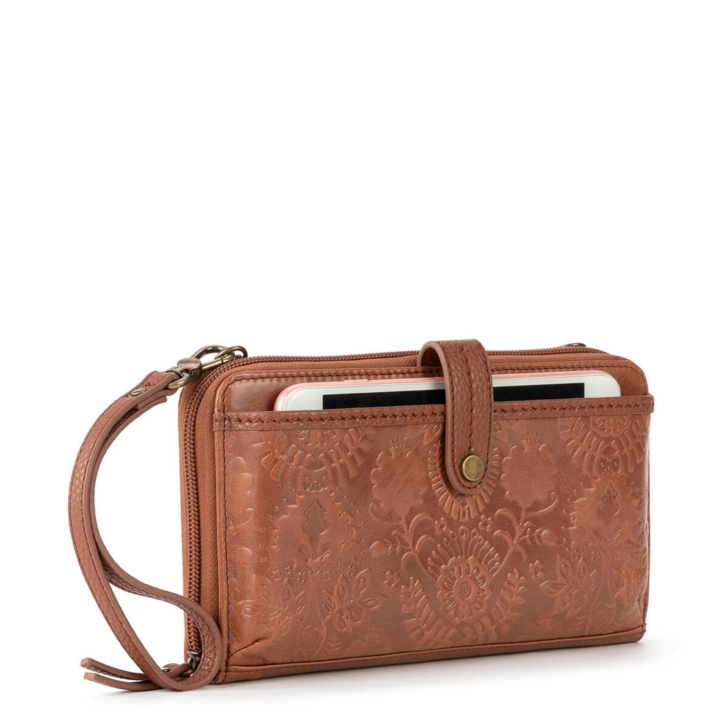 Iris Smartphone Wallet - Leather - Tobacco Floral Embossed - Image 4