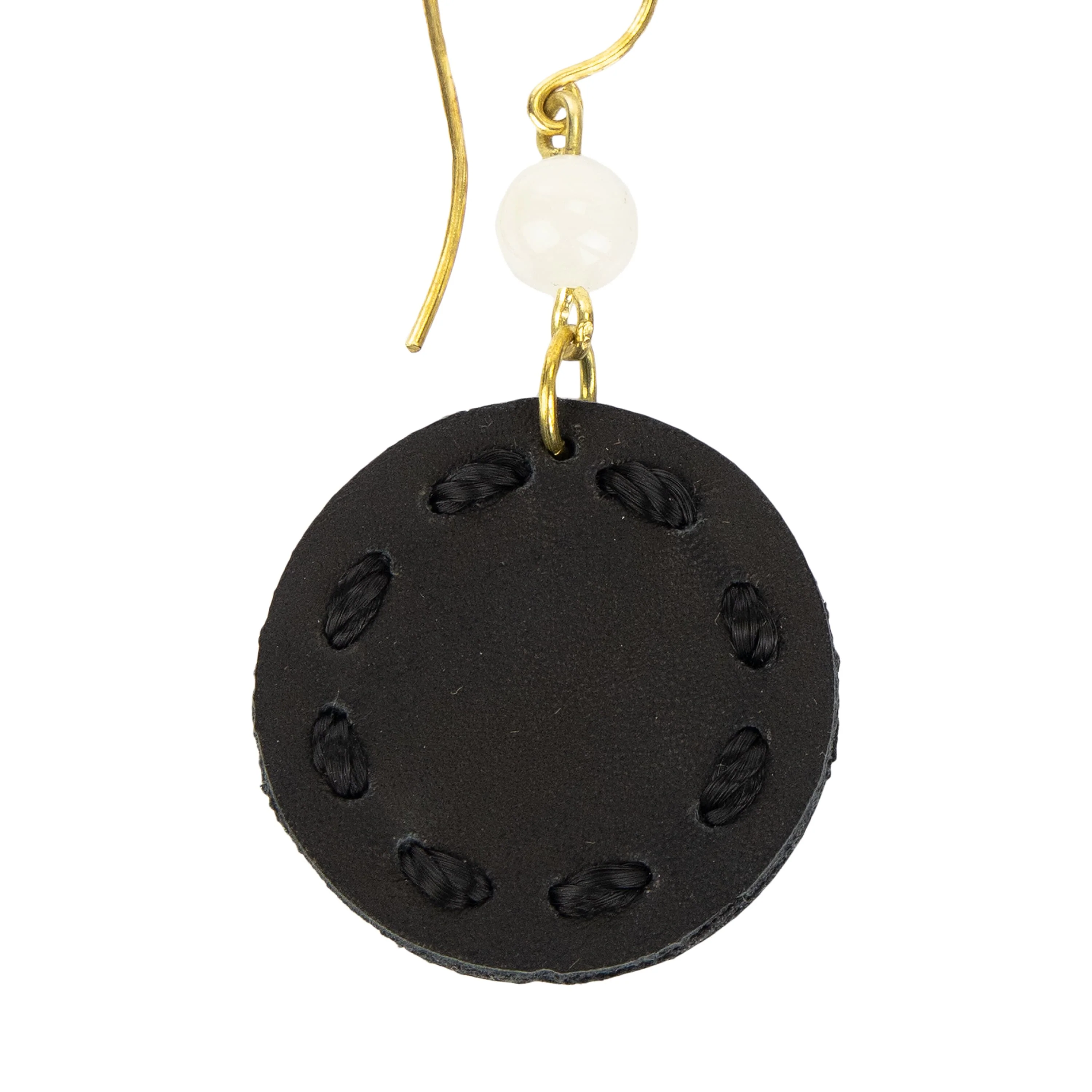 Jasper Disc Earrings - Leather - Black - Image 4