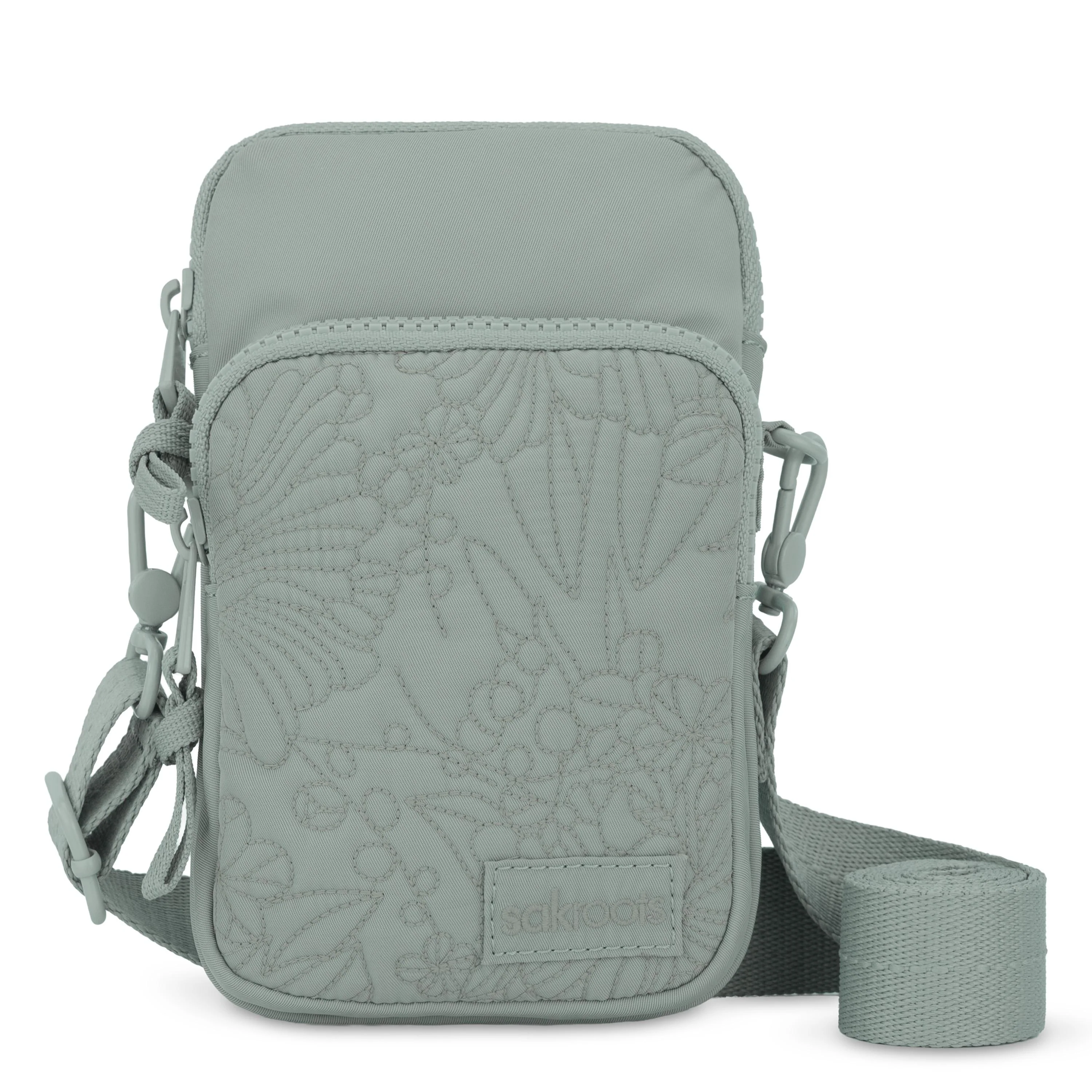 Koa Smartphone Crossbody - EcoTwill - Sage Flower Blossom Quilted
