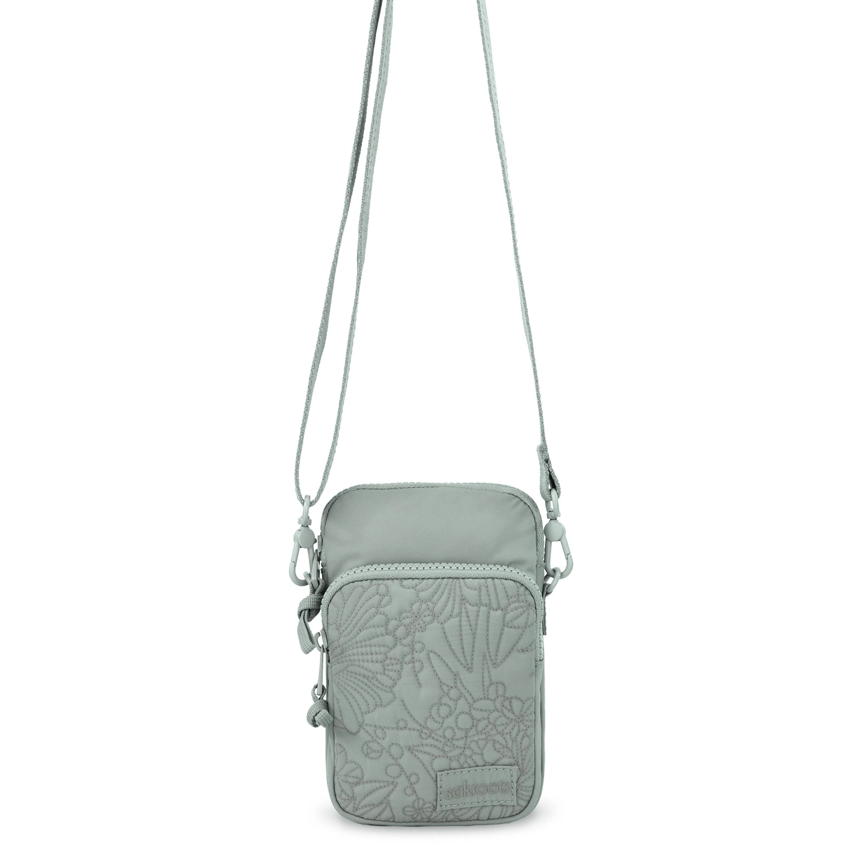 Koa Smartphone Crossbody - EcoTwill - Sage Flower Blossom Quilted - Image 2