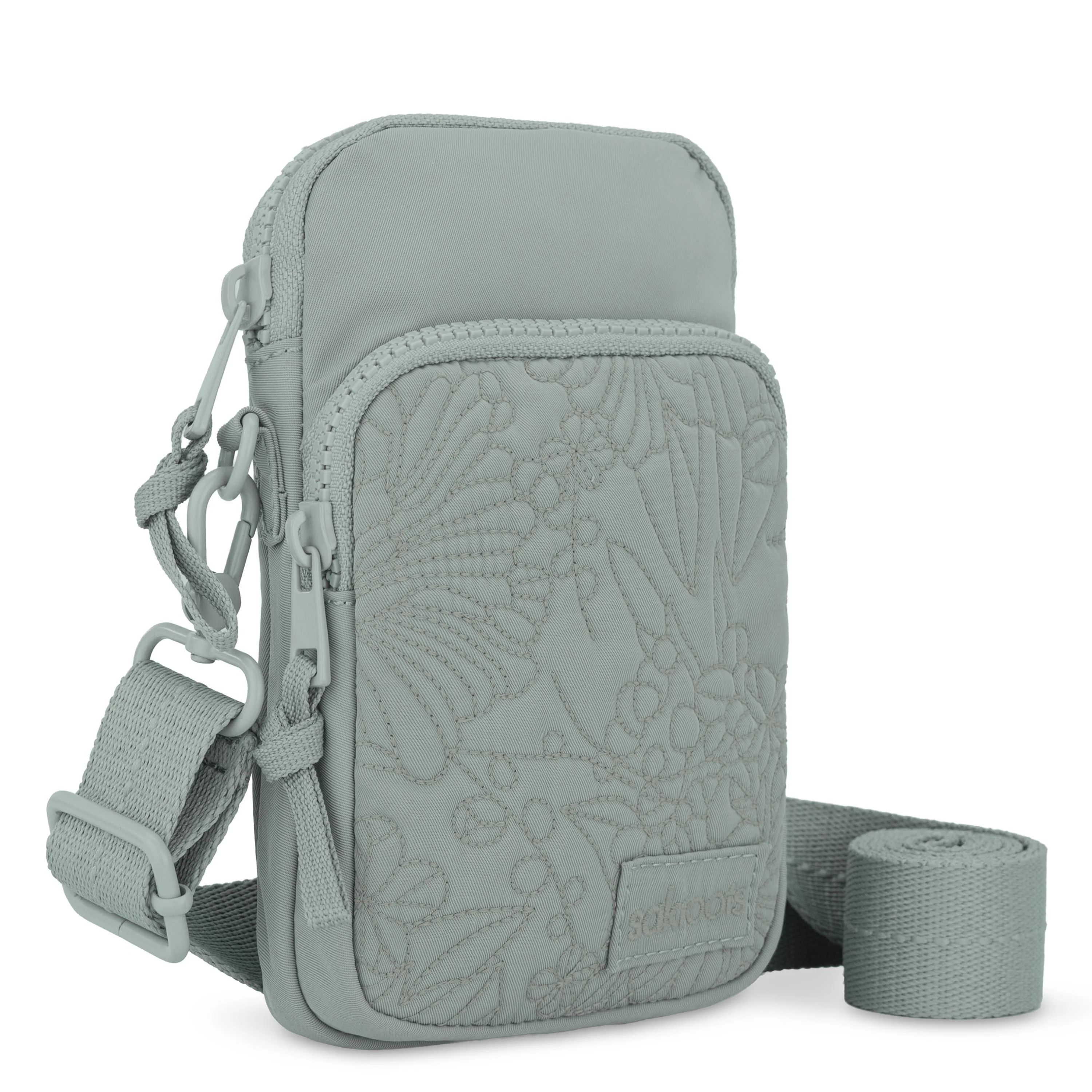 Koa Smartphone Crossbody - EcoTwill - Sage Flower Blossom Quilted - Image 4