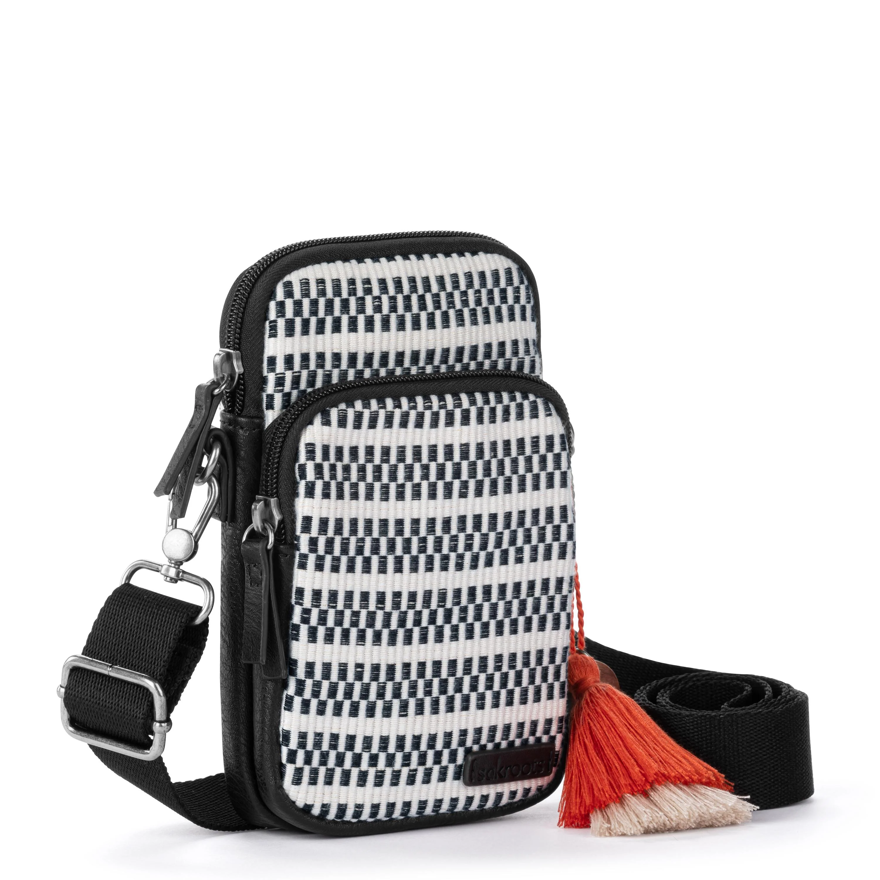 Koa Smartphone Crossbody - Straw - Black and White Woven - Image 3