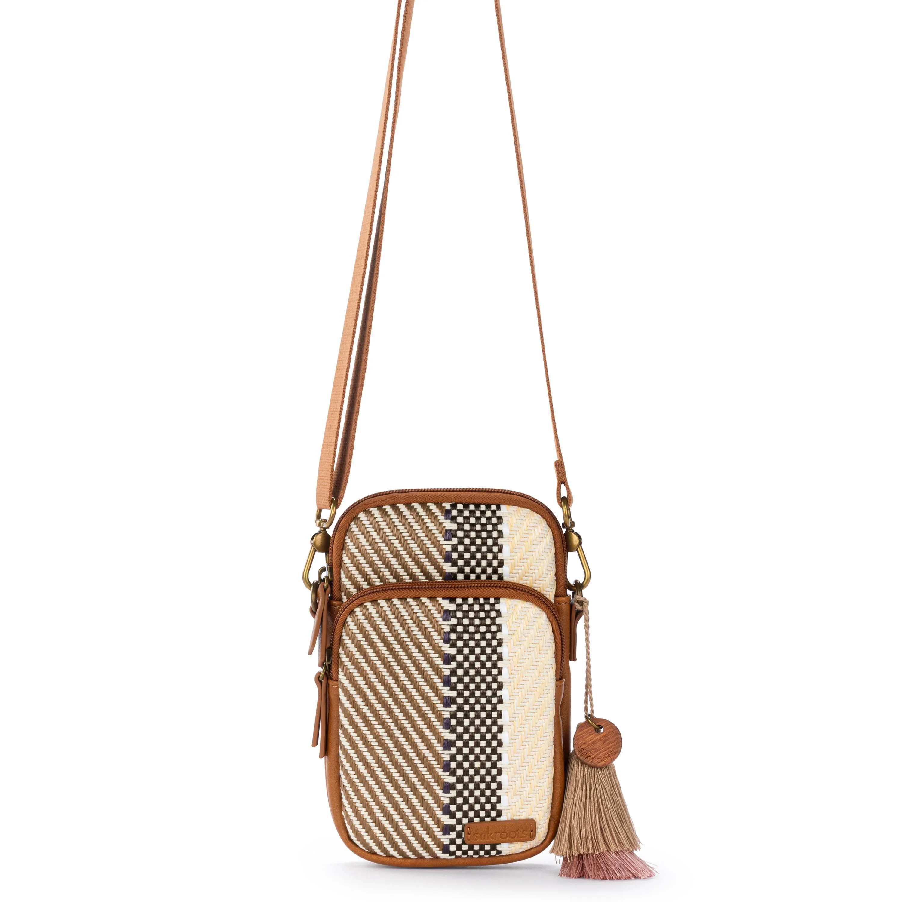 Koa Smartphone Crossbody - Straw - Tobacco Batik Woven - Image 2