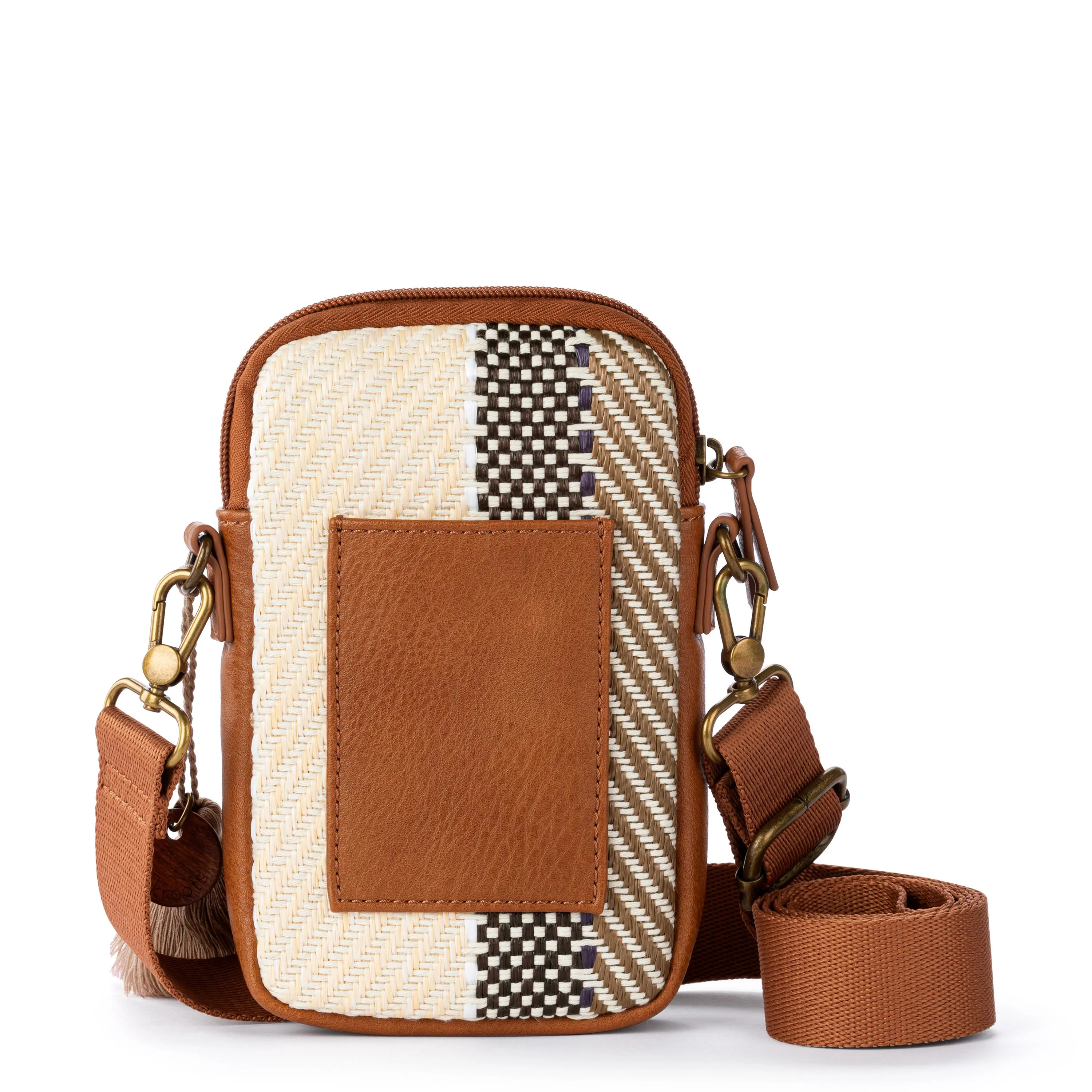 Koa Smartphone Crossbody - Straw - Tobacco Batik Woven - Image 5