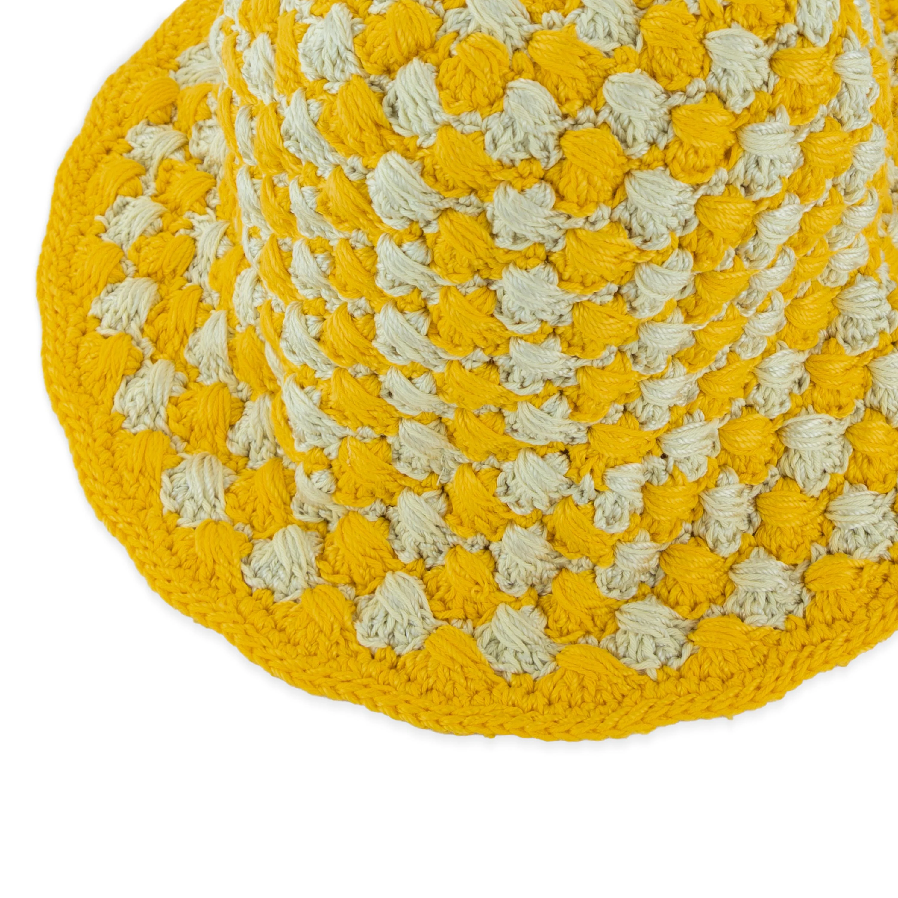 Lanie Bucket Hat - Hand Crochet - Lemon Drop Shell - Image 2