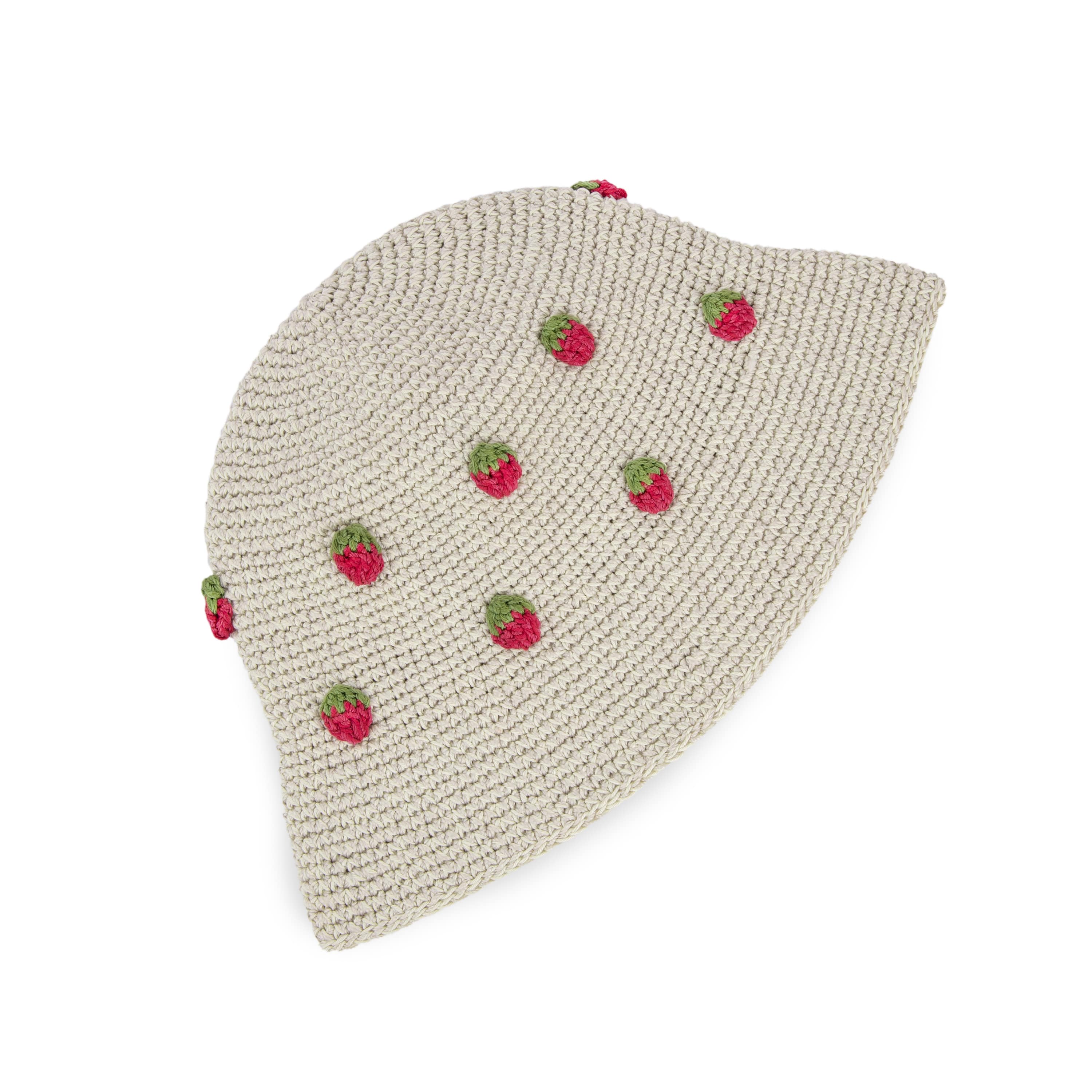Lanie Bucket Hat - Hand Crochet - Natural Strawberries - Image 5