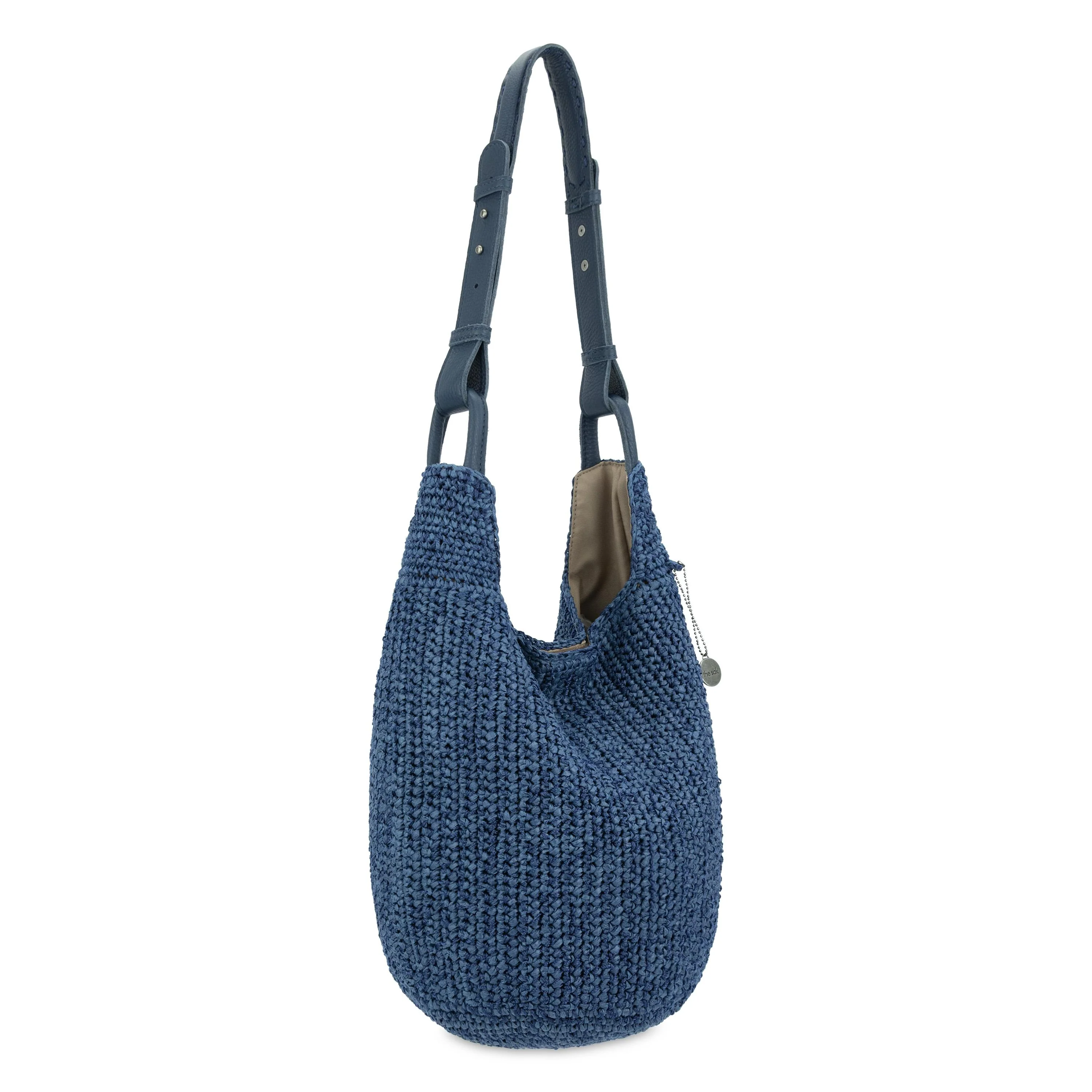 Los Feliz 120 Hobo - Hand Crochet - Denim Tonal Straw - Image 2
