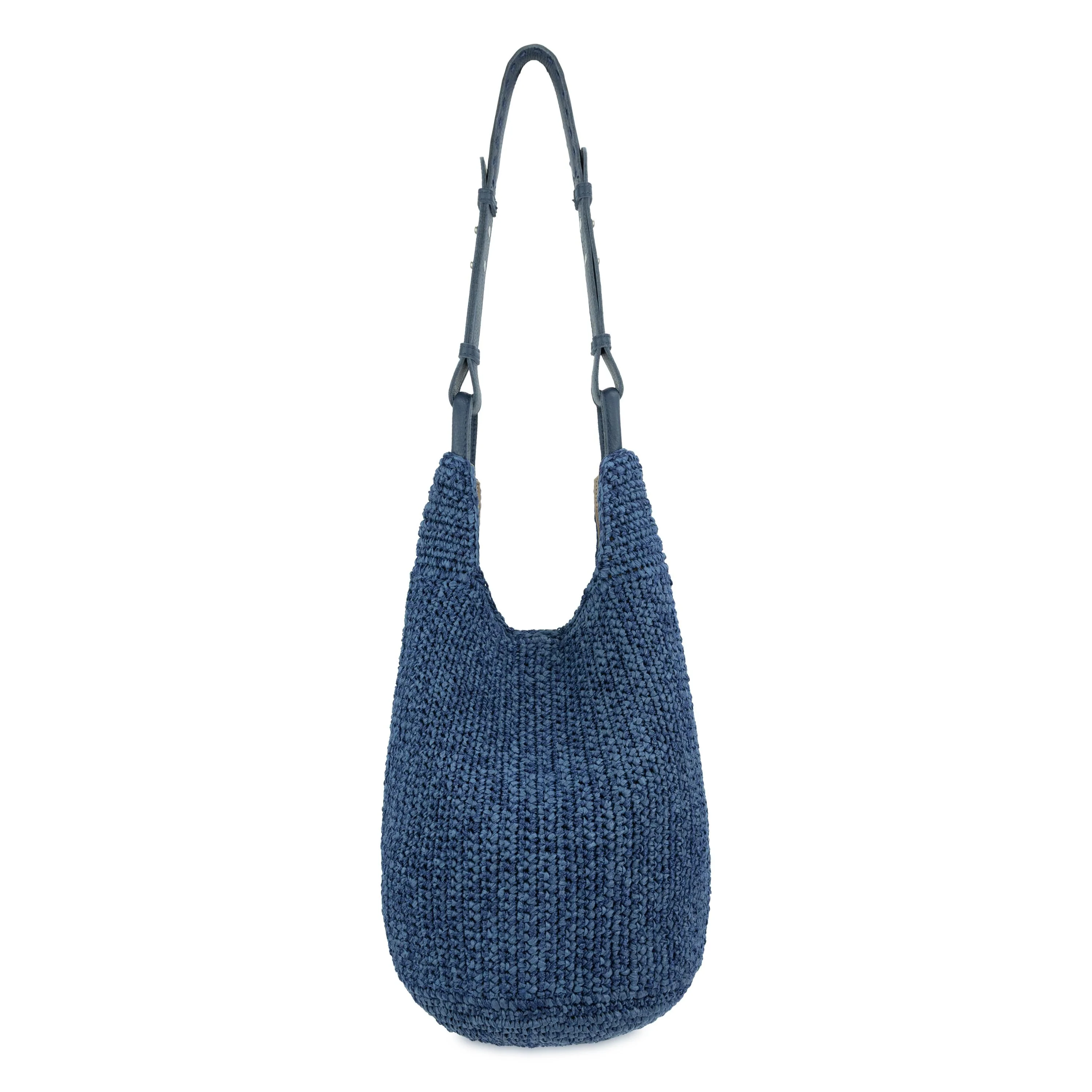 Los Feliz 120 Hobo - Hand Crochet - Denim Tonal Straw - Image 4