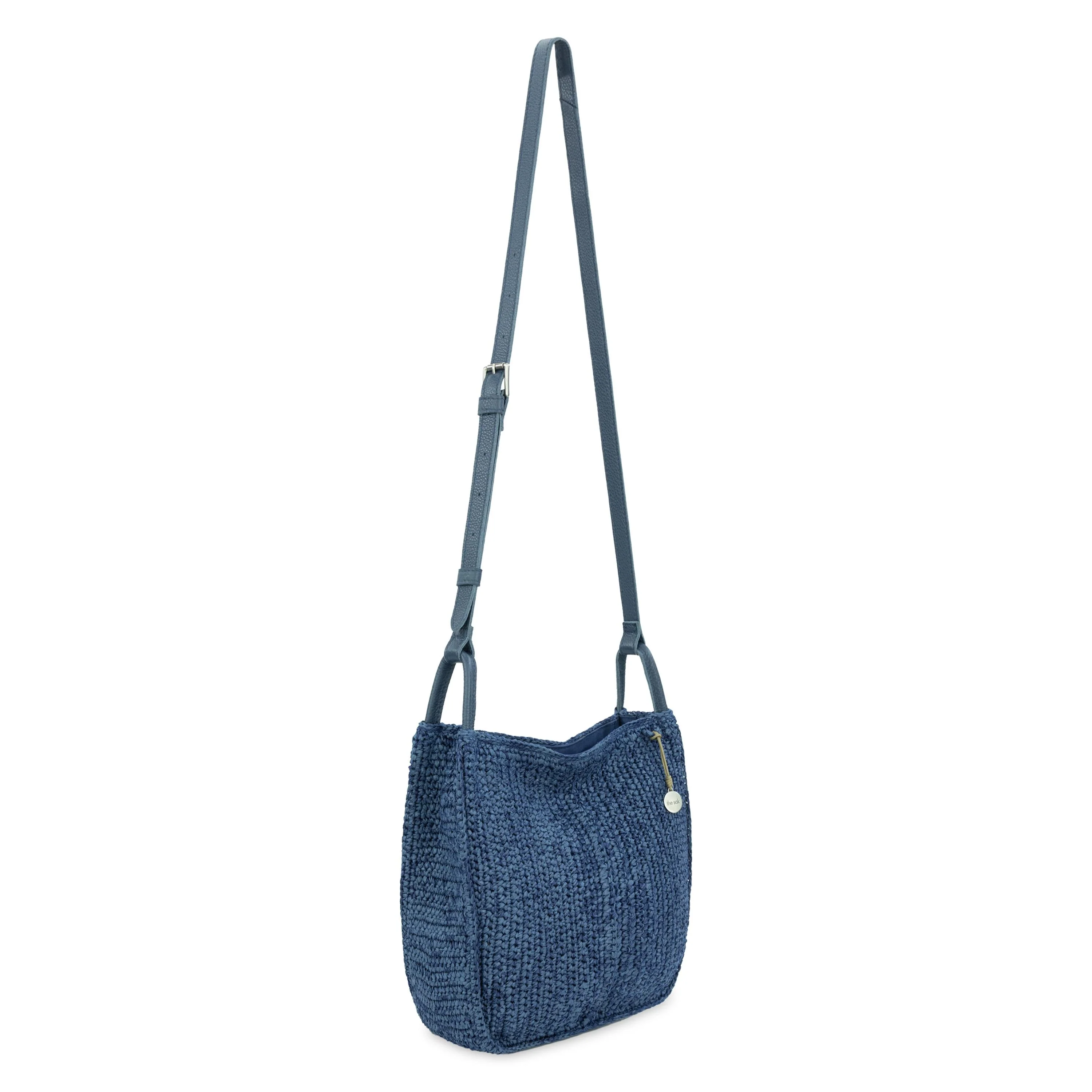 Los Feliz Crossbody - Hand Crochet - Denim Tonal Straw - Image 4