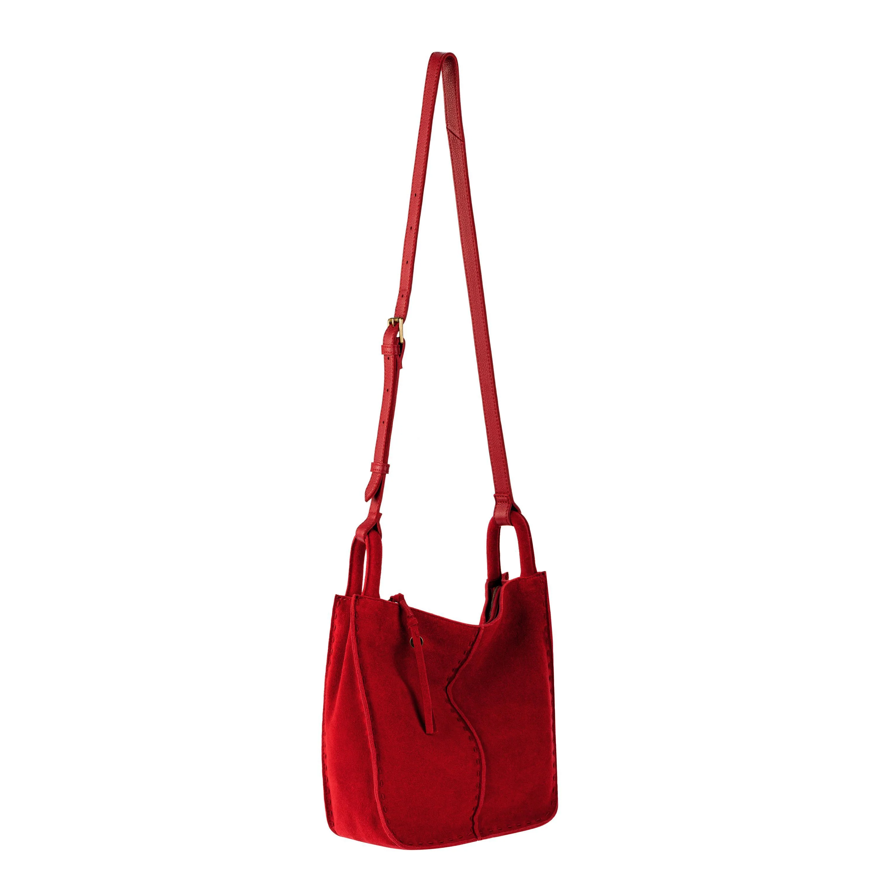Los Feliz Crossbody - Leather - Scarlet Suede - Image 4