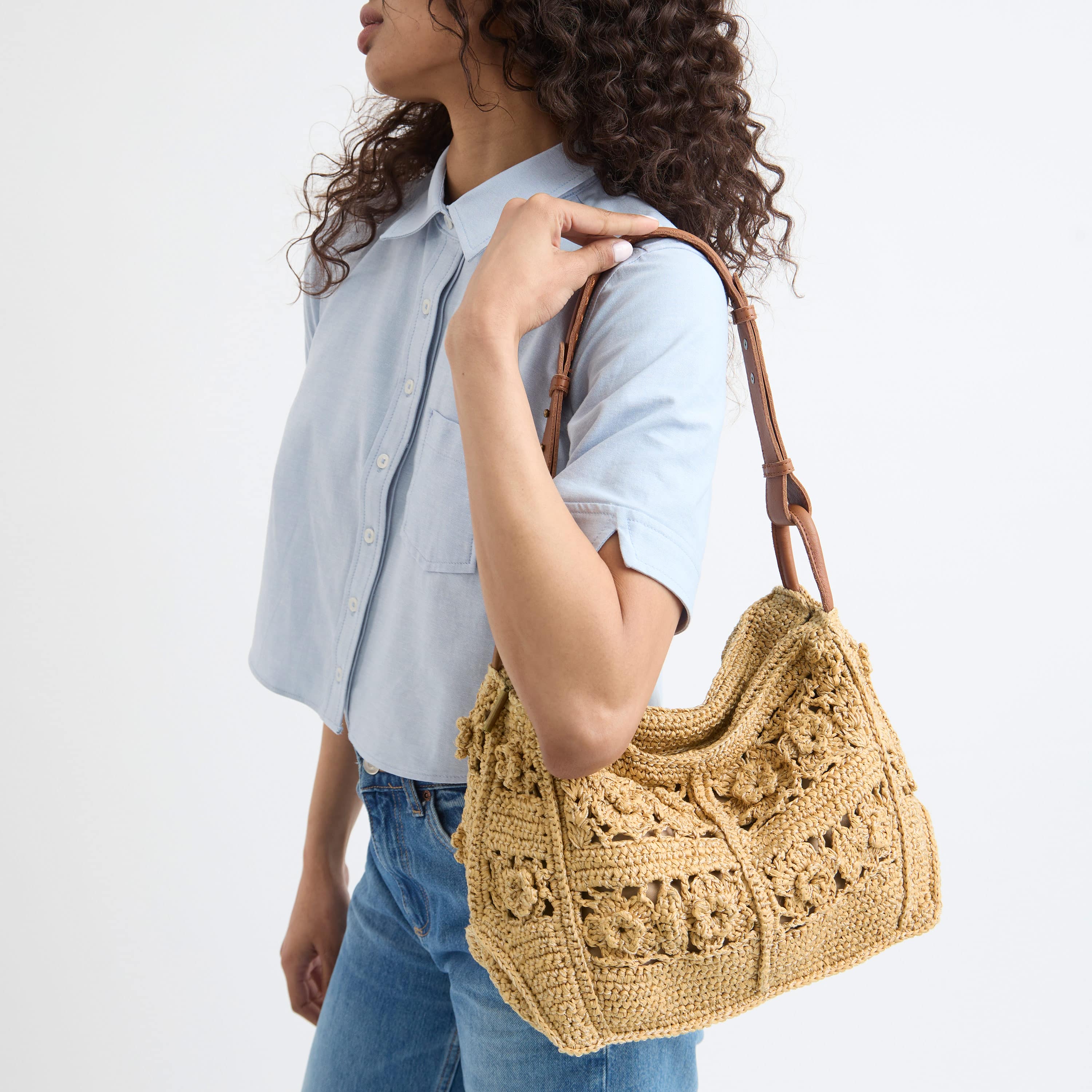 Los Feliz Hobo - Hand Crochet - Natural Tonal Flower - Image 5