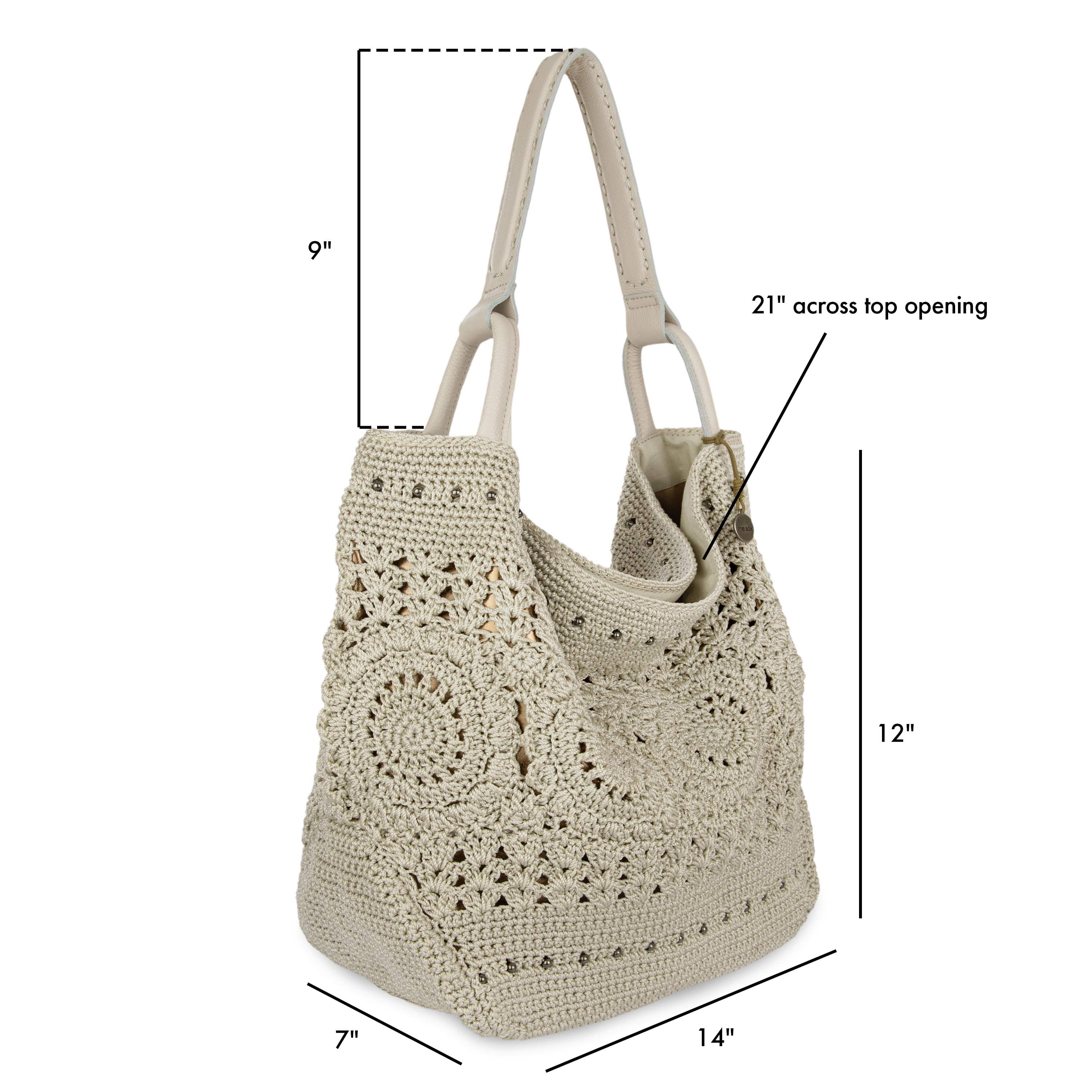 Los Feliz Large Tote - Hand Crochet - Natural Medallion - Image 6