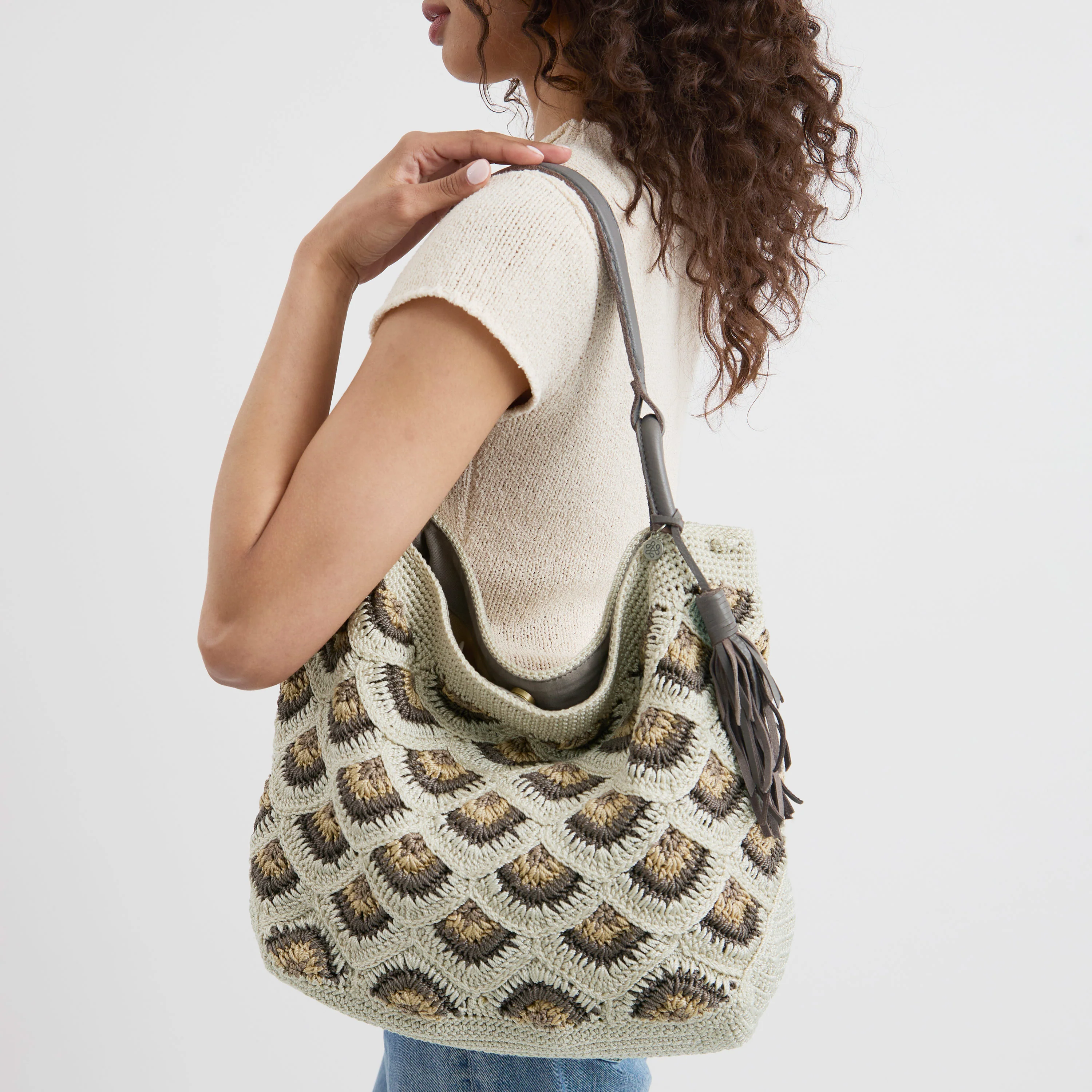 Los Feliz Large Tote - Hand Crochet - Natural Mermaid - Image 7