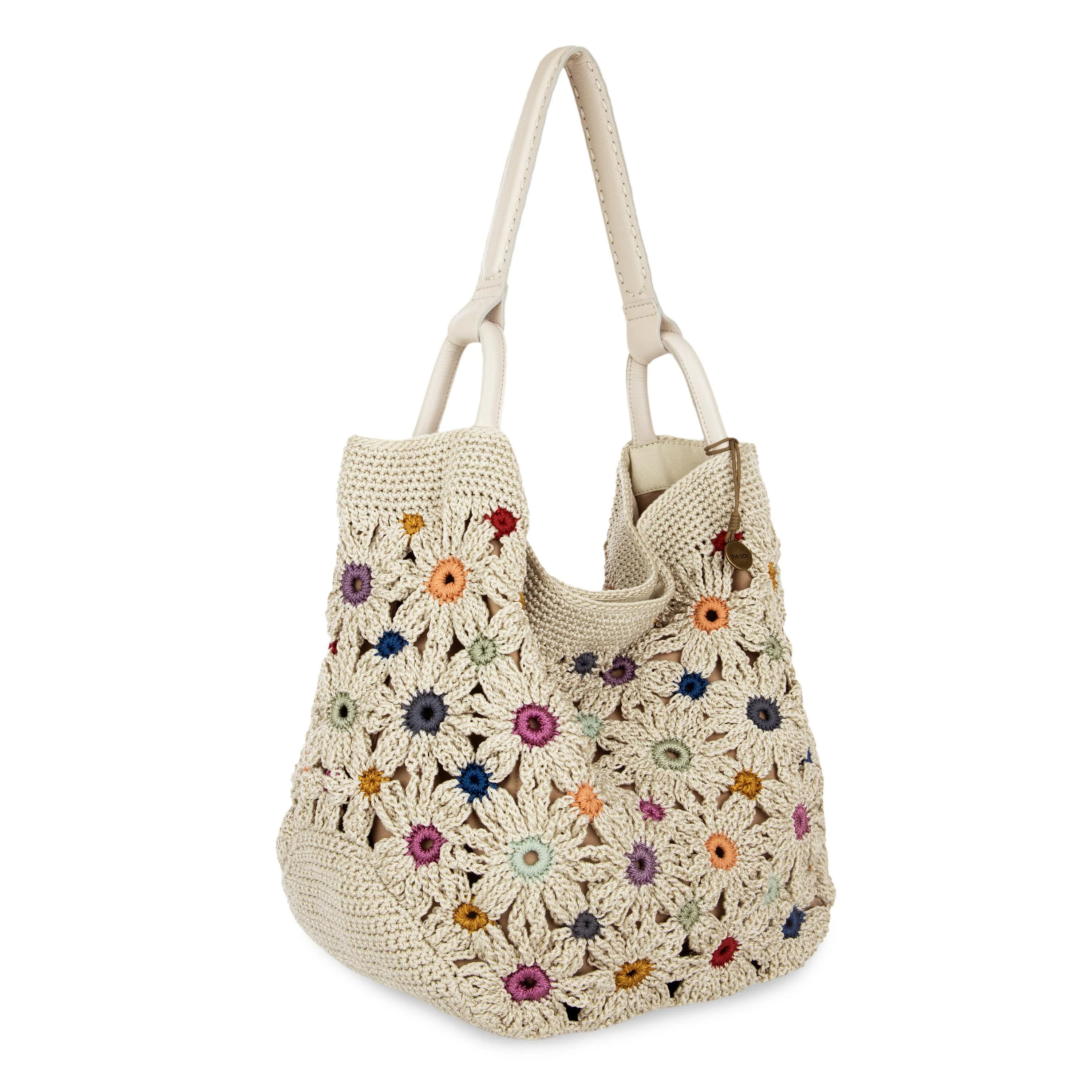 Los Feliz Large Tote - Hand Crochet - Natural Multi Flowers - Image 3