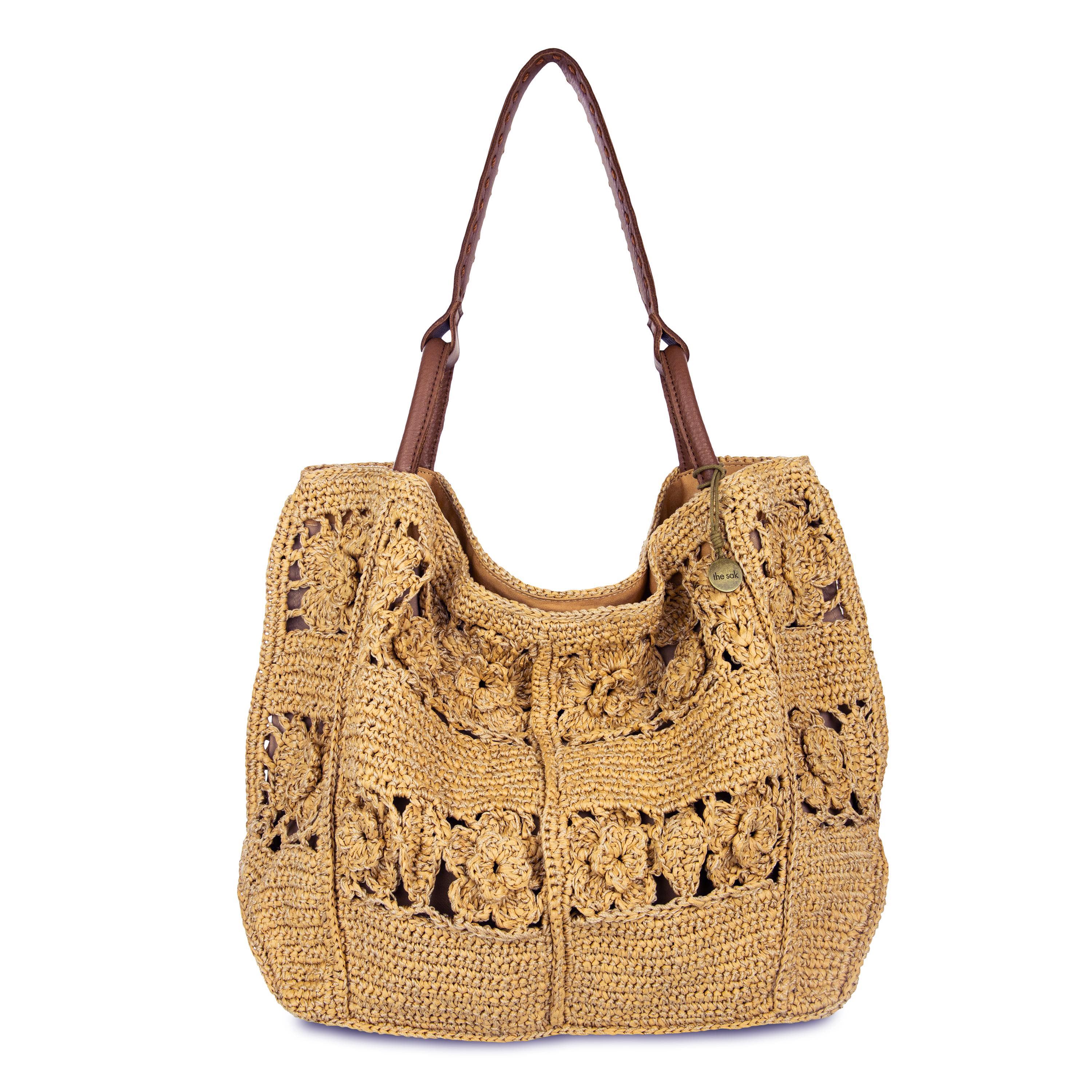 Los Feliz Large Tote - Hand Crochet - Natural Tonal Flower