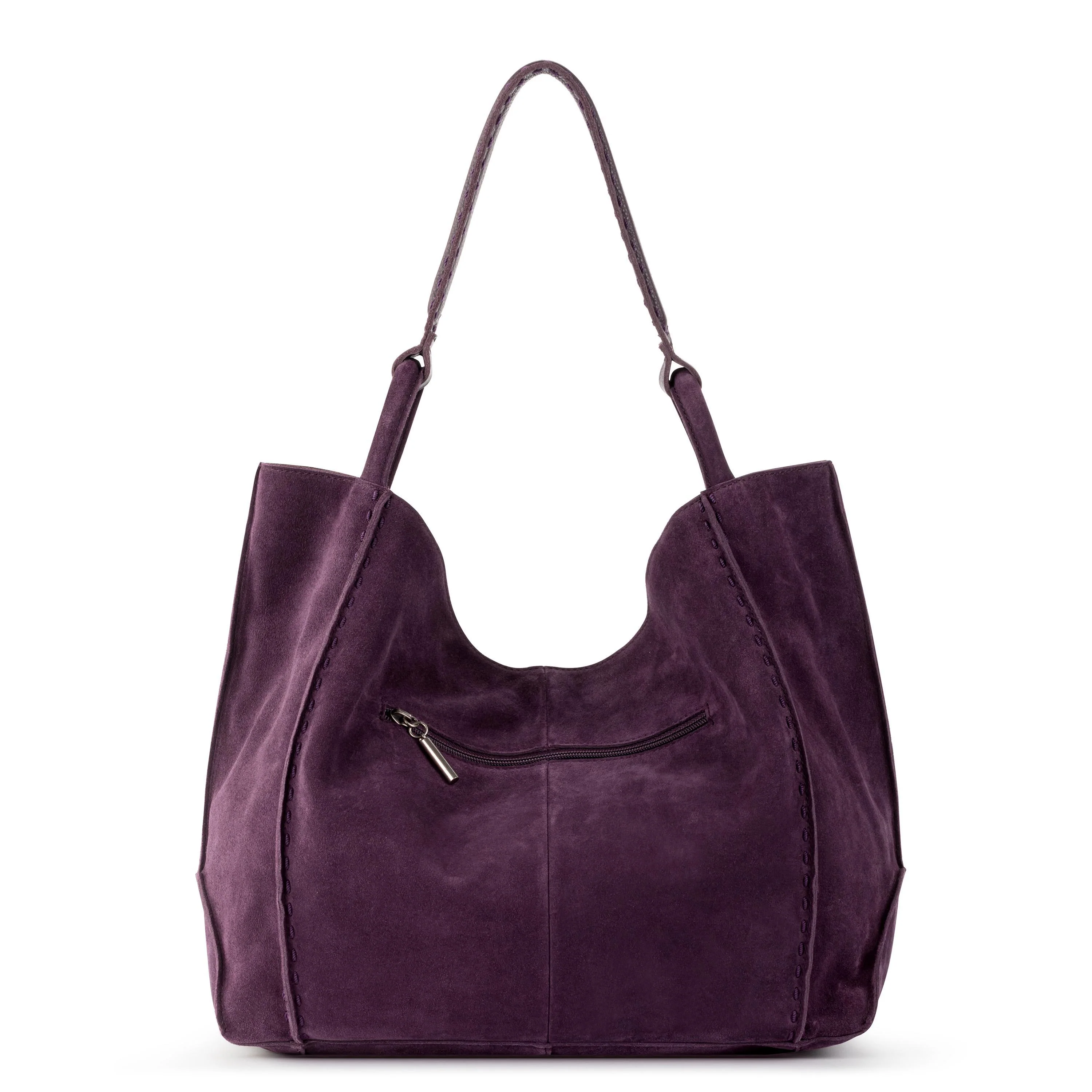 Los Feliz Large Tote - Leather - Aubergine Suede - Image 5