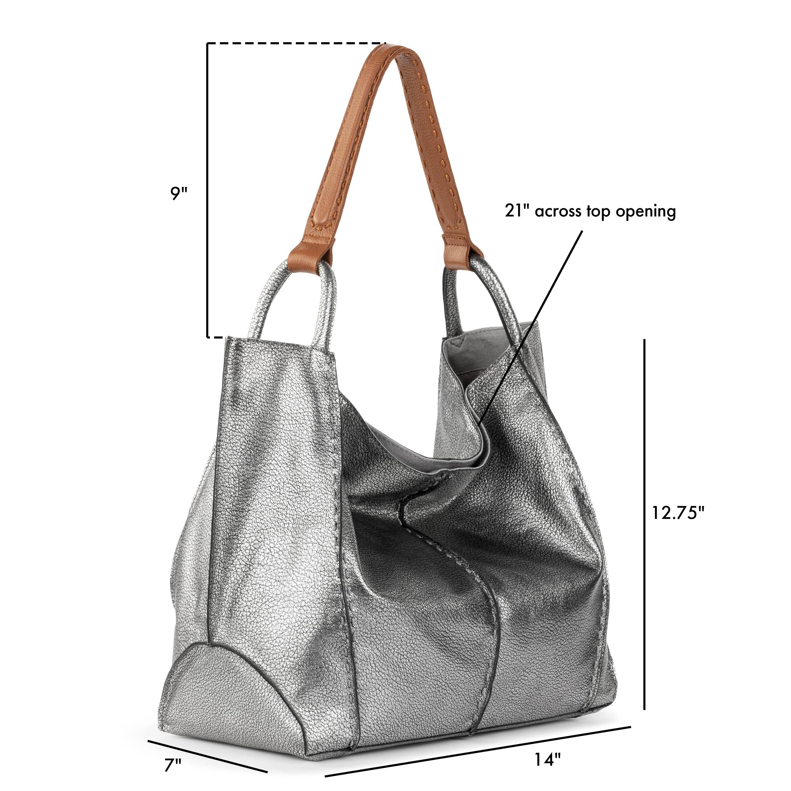 Los Feliz Large Tote - Leather - Dark Silver - Image 7