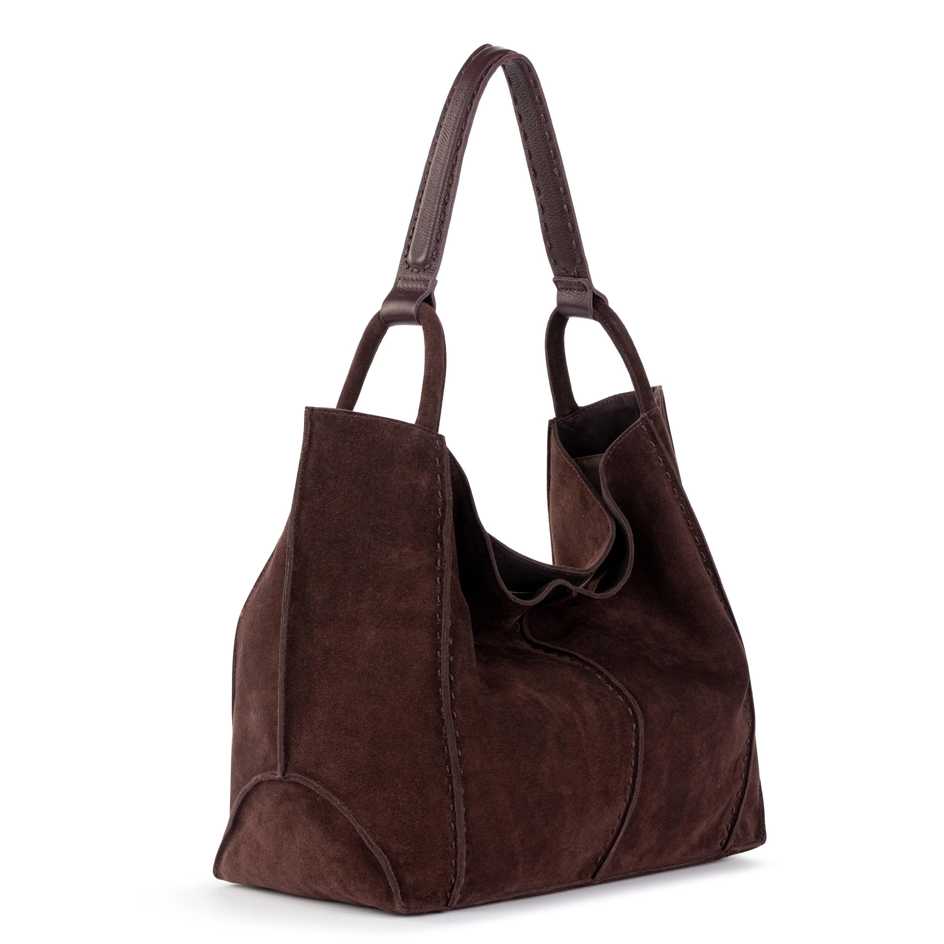 Los Feliz Large Tote - Leather - Mahogany Suede - Image 2
