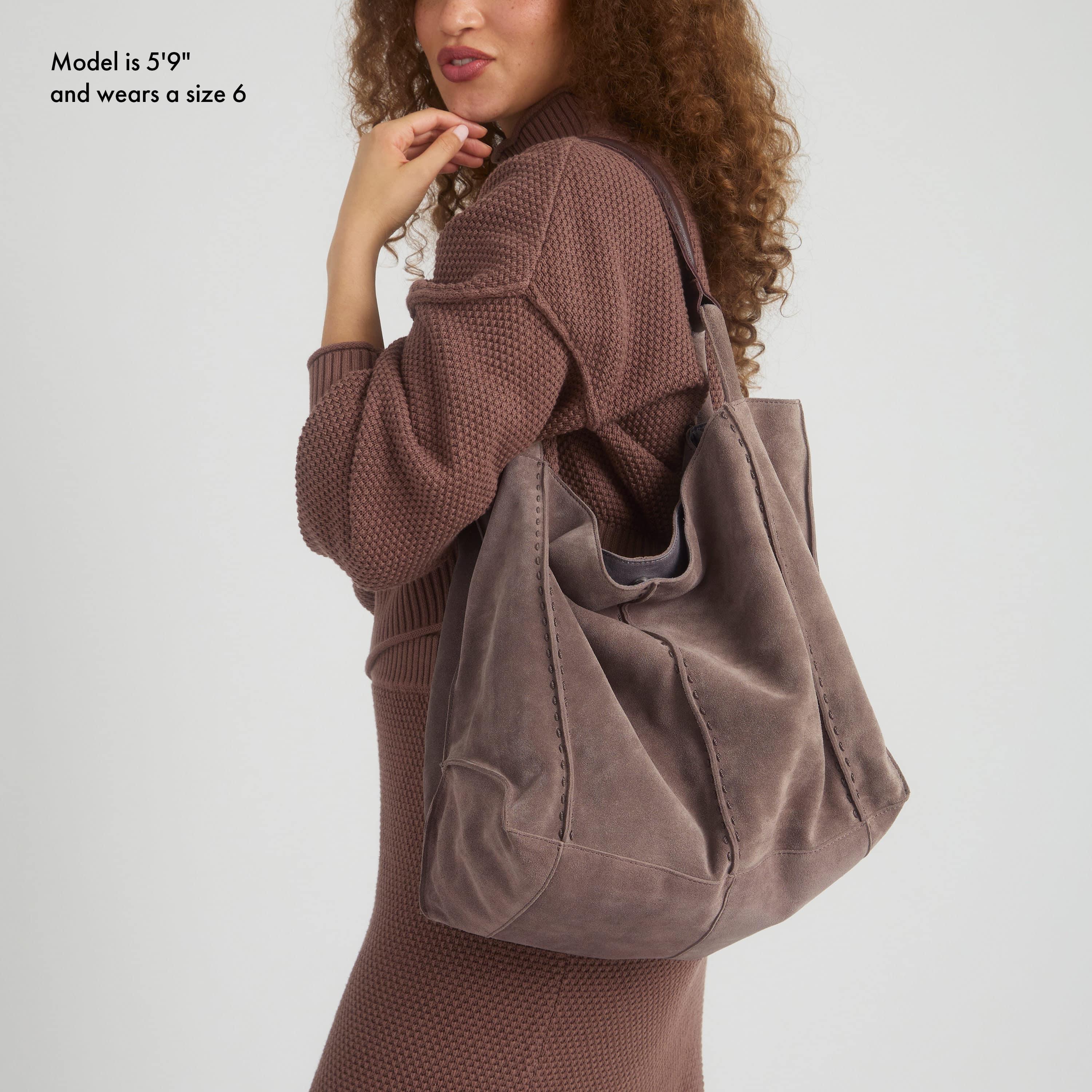 Los Feliz Large Tote - Leather - Mushroom Suede - Image 5