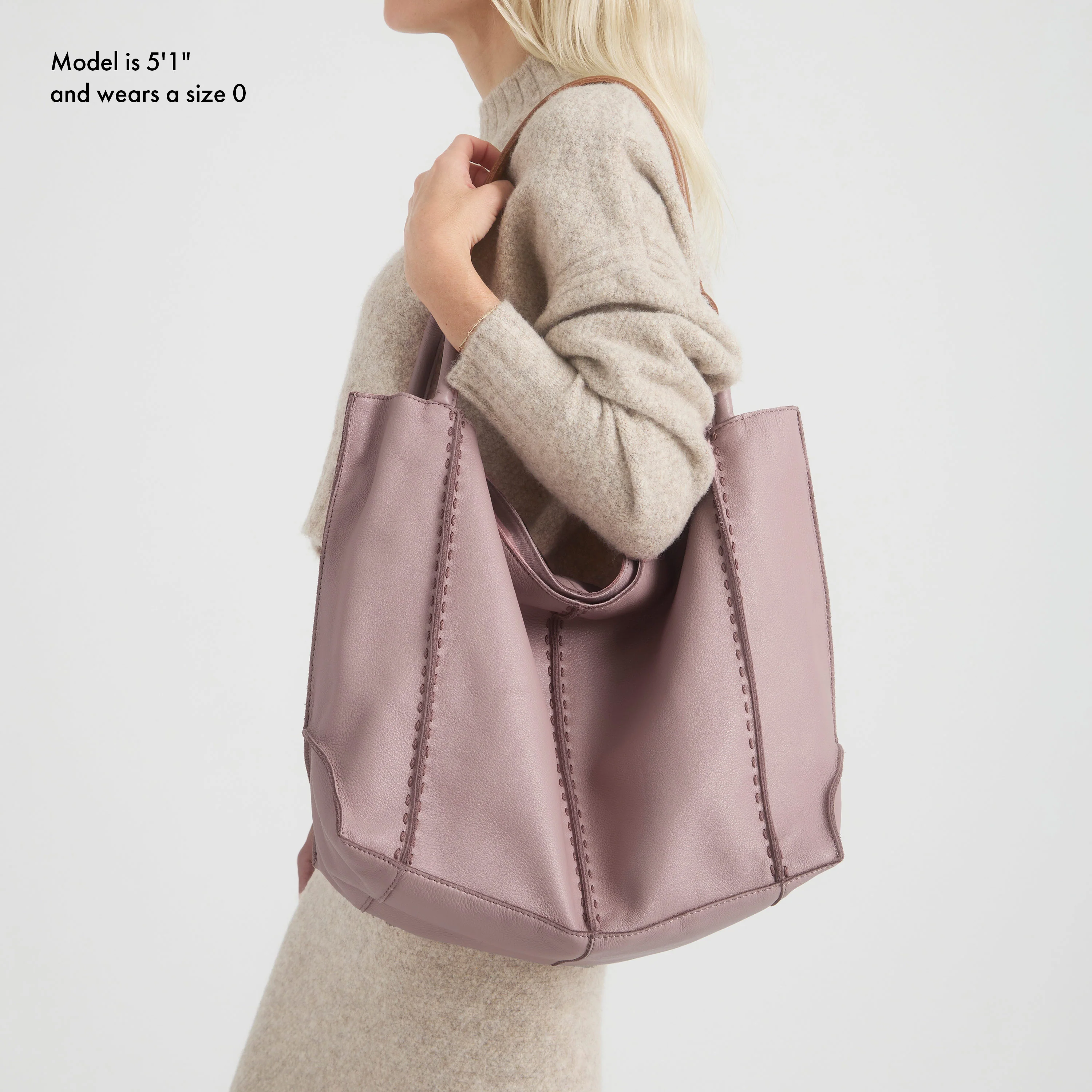 Los Feliz Large Tote - Leather - Rosewood - Image 6