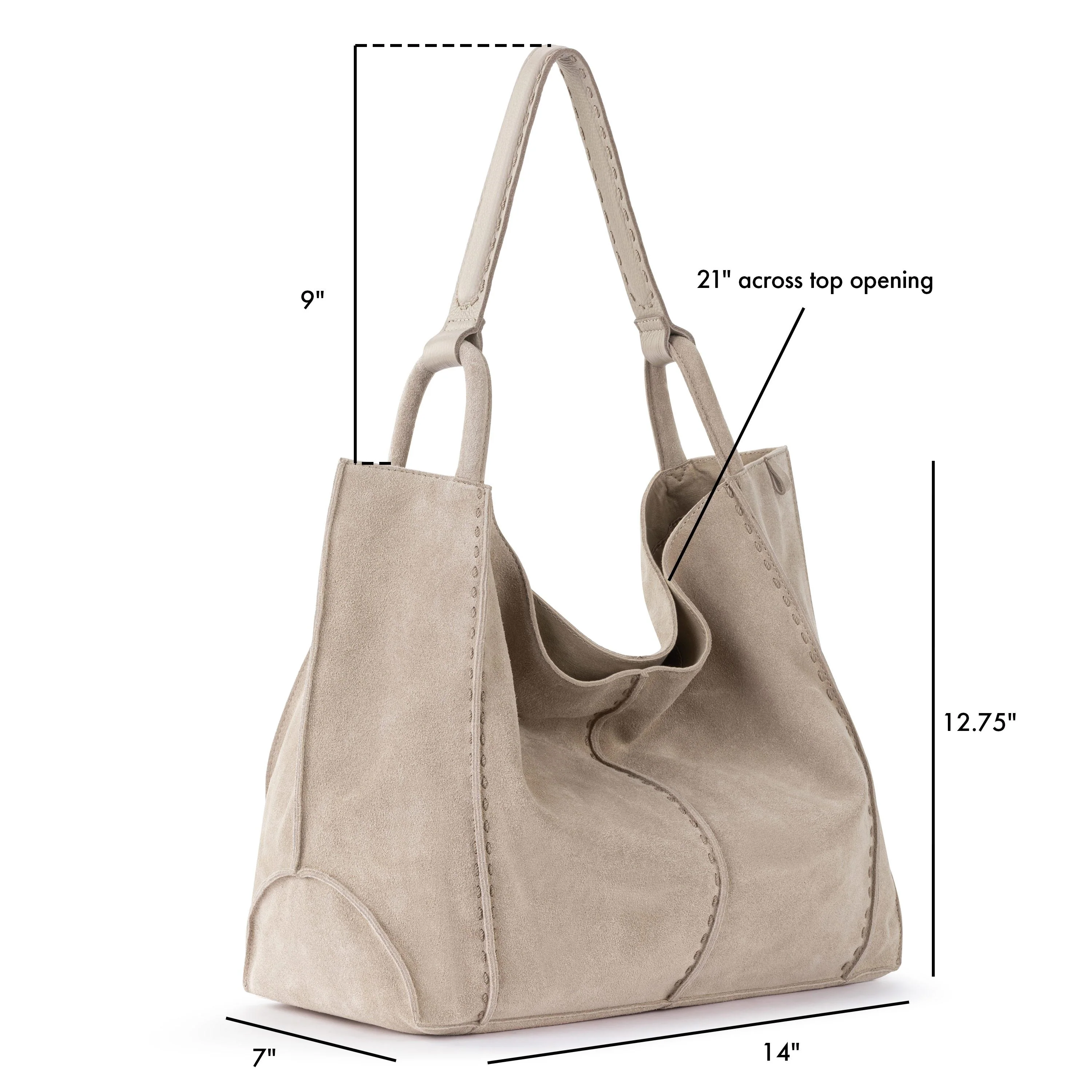 Los Feliz Large Tote - Leather - Sand Suede - Image 6