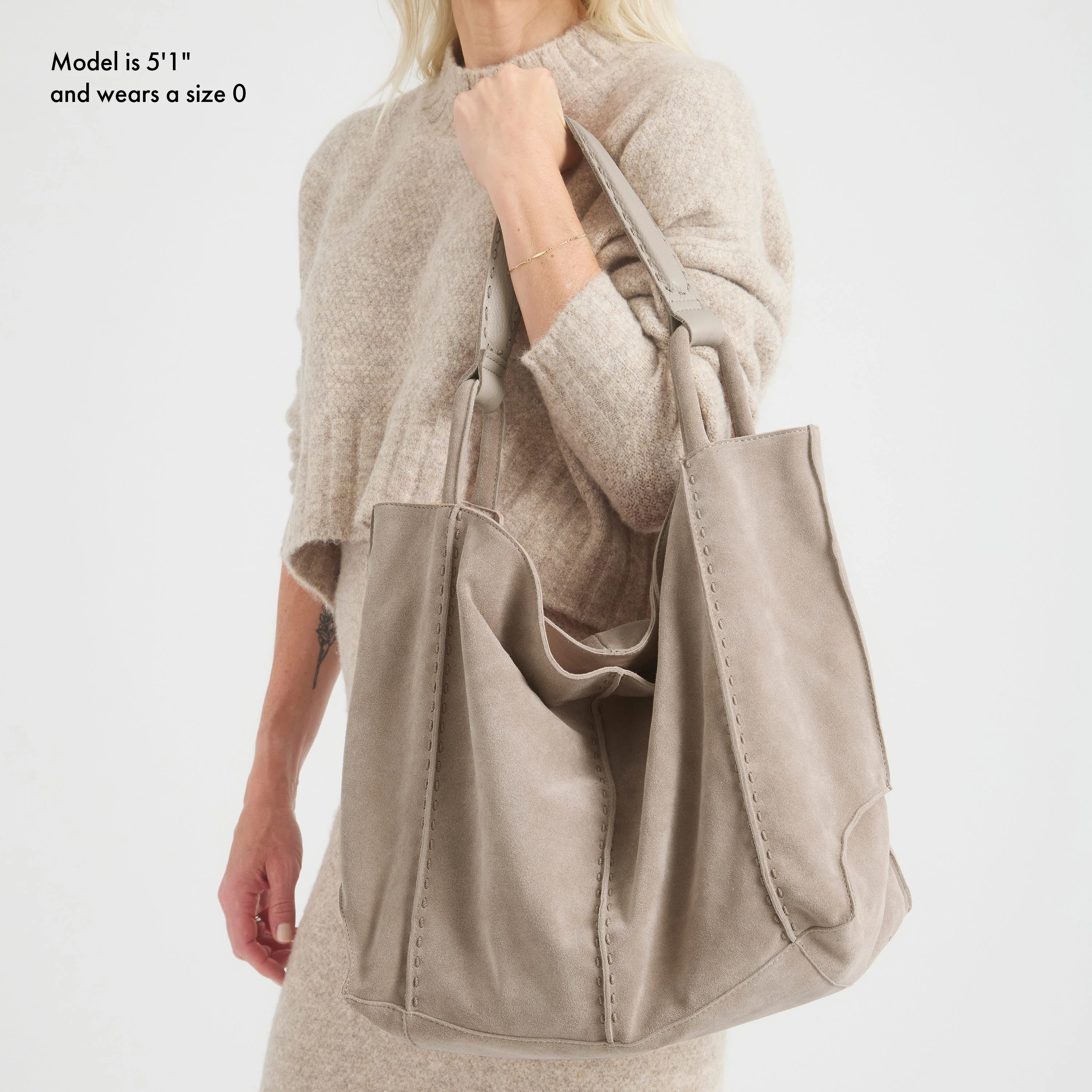 Los Feliz Large Tote - Leather - Sand Suede - Image 7